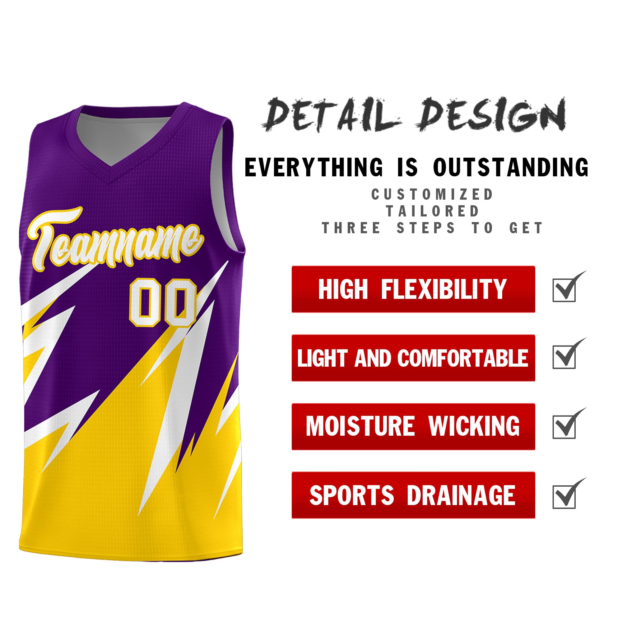 Custom Purple Abstract Mountain Pattern Sports Uniform Basketball Jersey