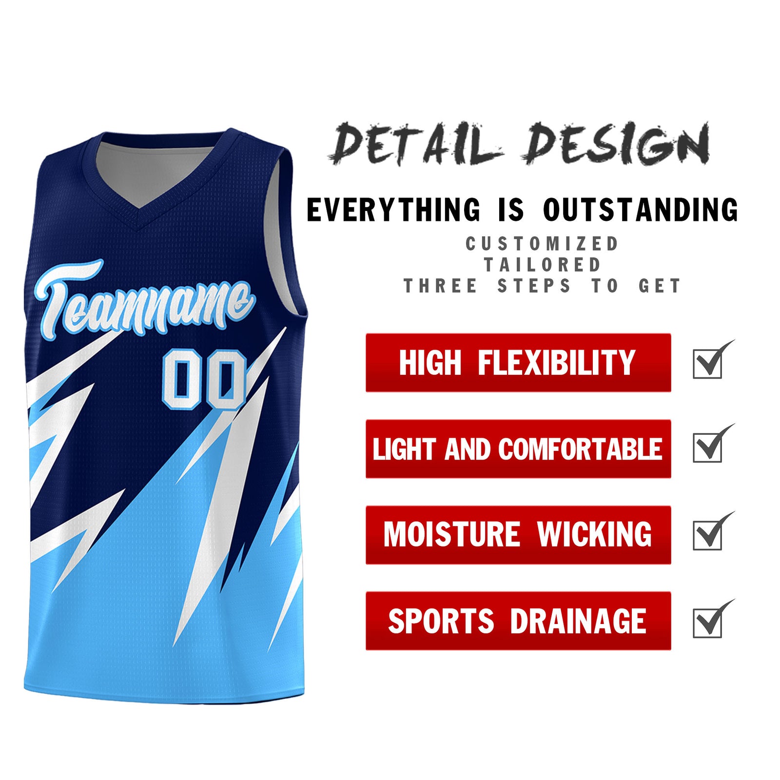 Custom Navy Abstract Mountain Pattern Sports Uniform Basketball Jersey