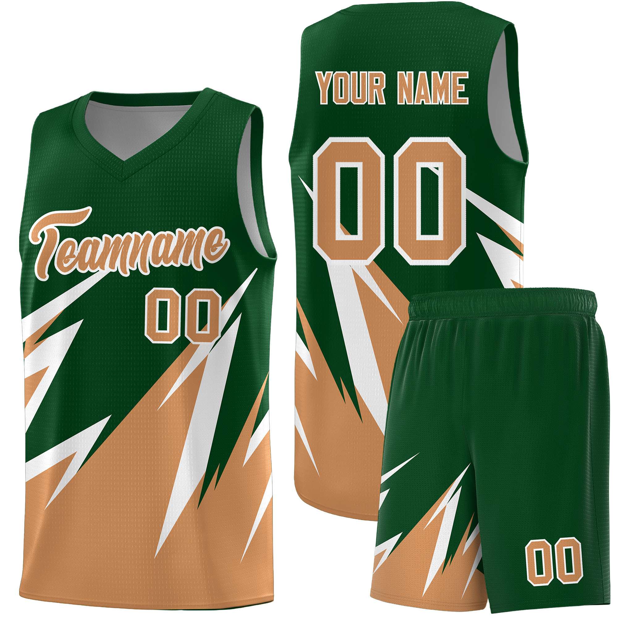 Custom Green Abstract Mountain Pattern Sports Uniform Basketball Jersey