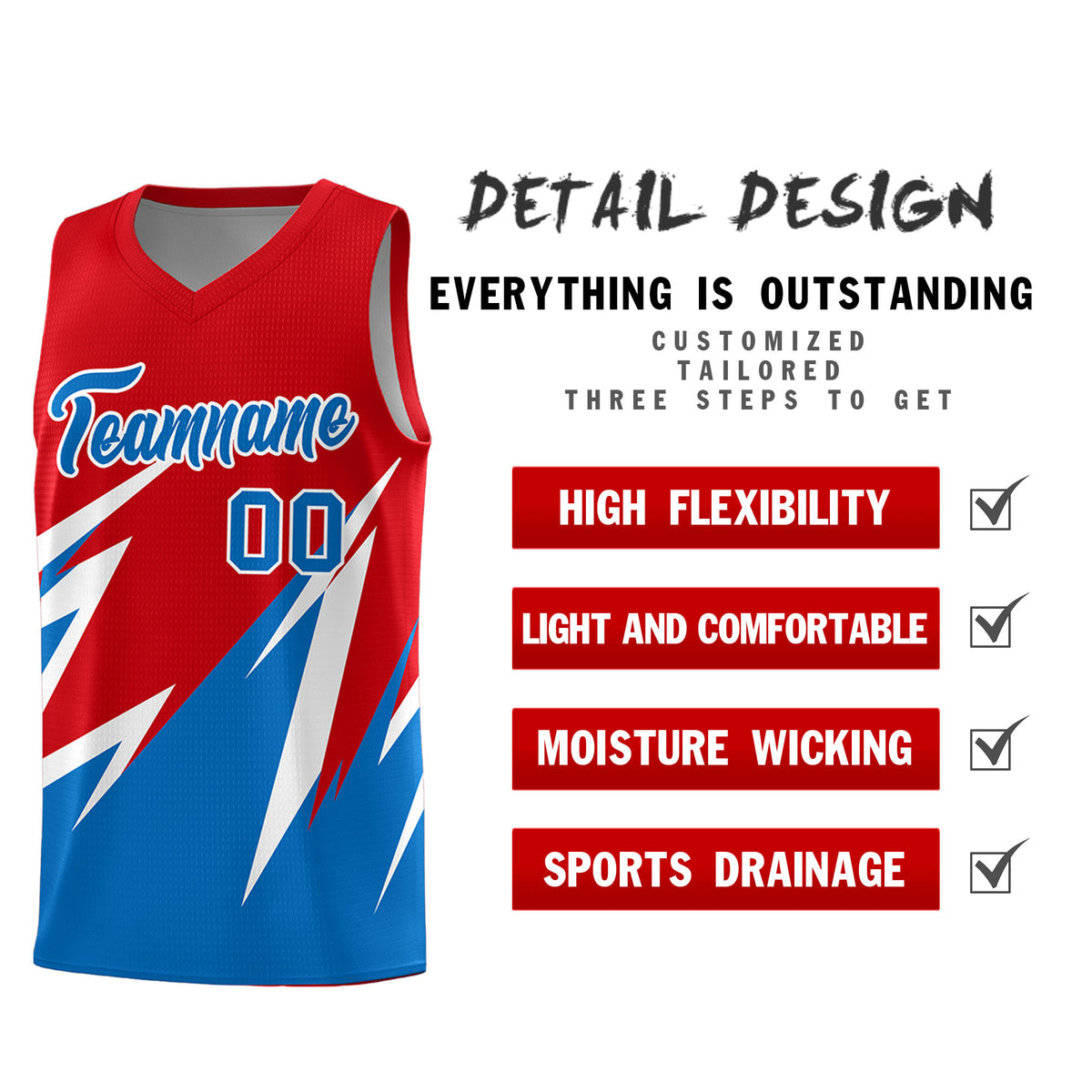 Custom Red Abstract Mountain Pattern Sports Uniform Basketball Jersey