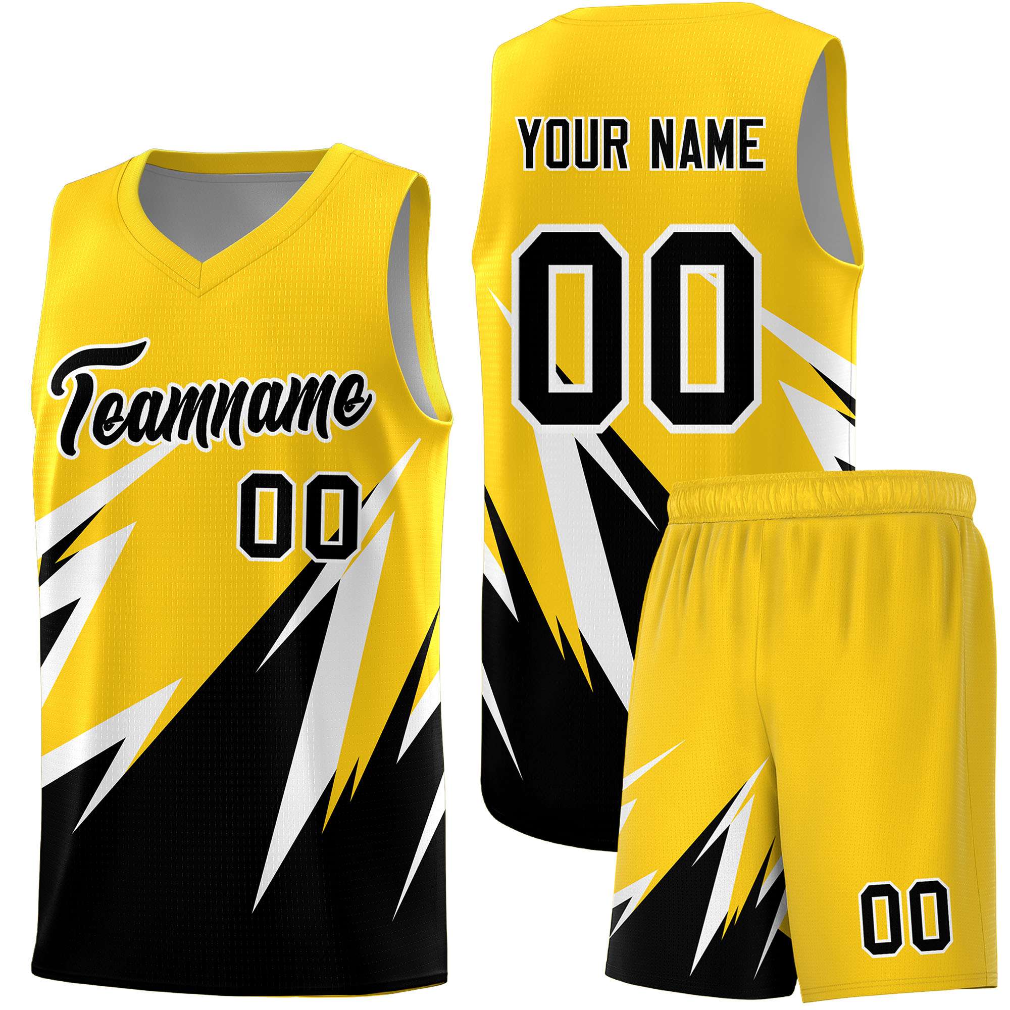 Custom Gold Abstract Mountain Pattern Sports Uniform Basketball Jersey