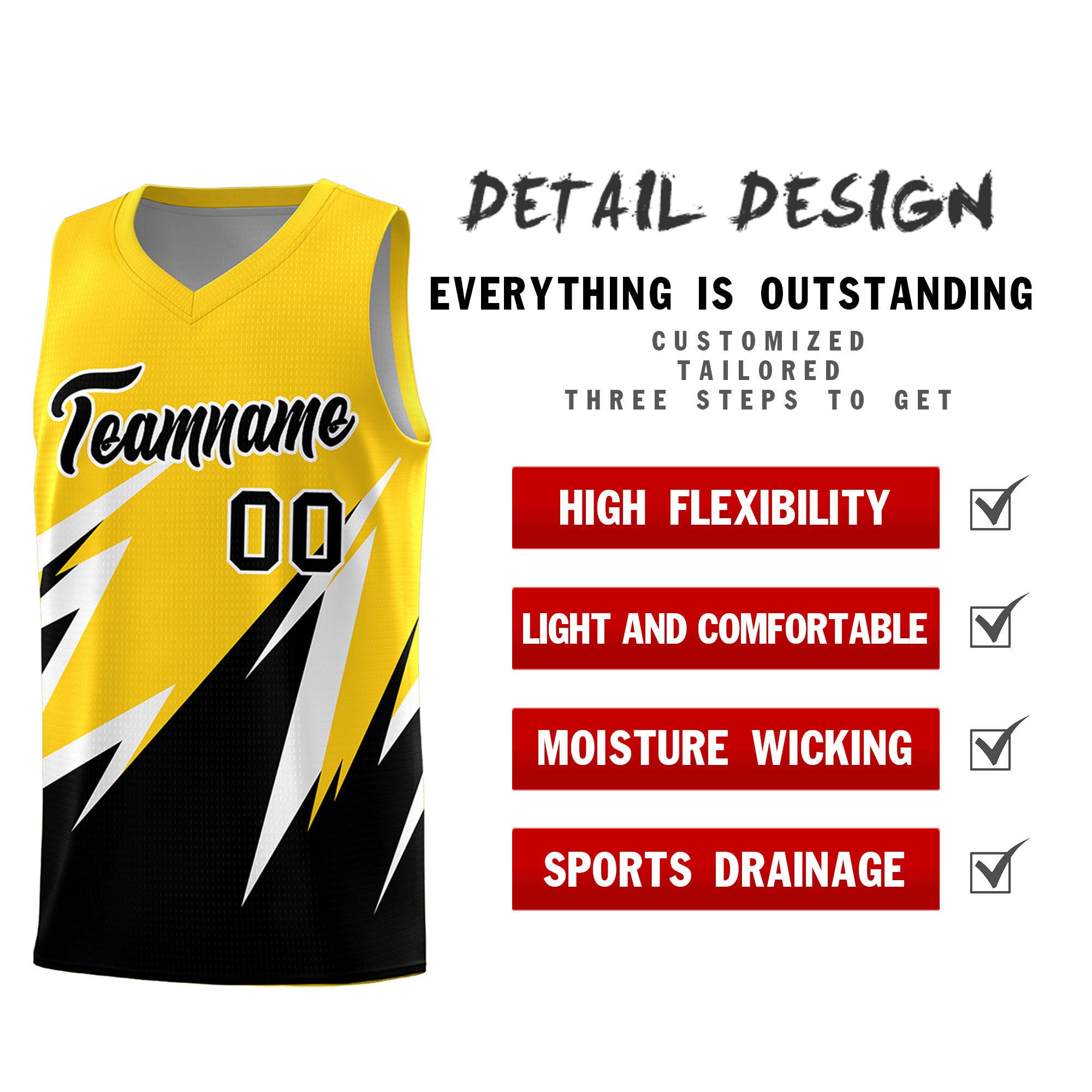 Custom Gold Abstract Mountain Pattern Sports Uniform Basketball Jersey