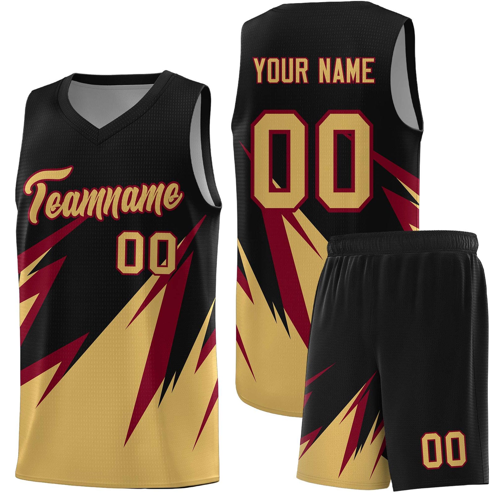 Custom Black Abstract Mountain Pattern Sports Uniform Basketball Jersey