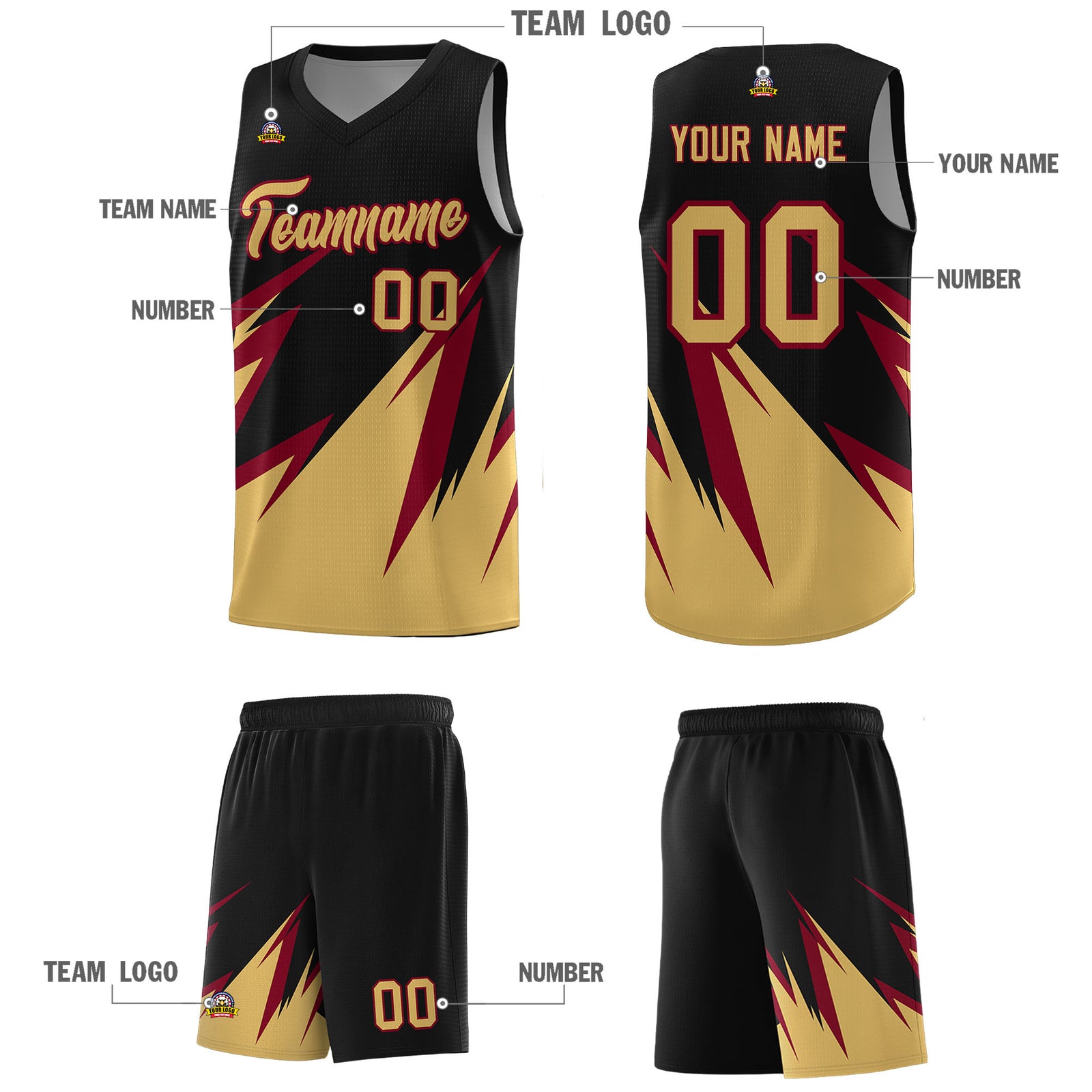 Custom Black Abstract Mountain Pattern Sports Uniform Basketball Jersey