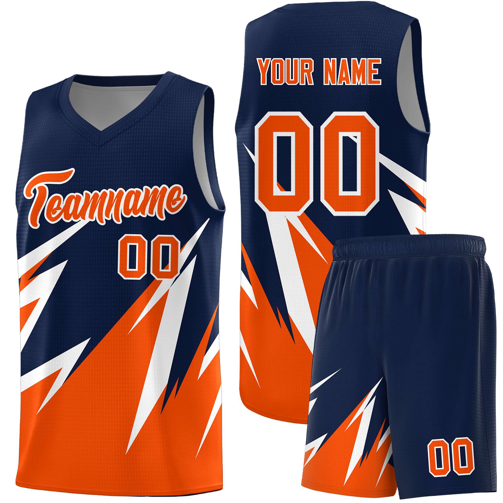Custom Navy Abstract Mountain Pattern Sports Uniform Basketball Jersey