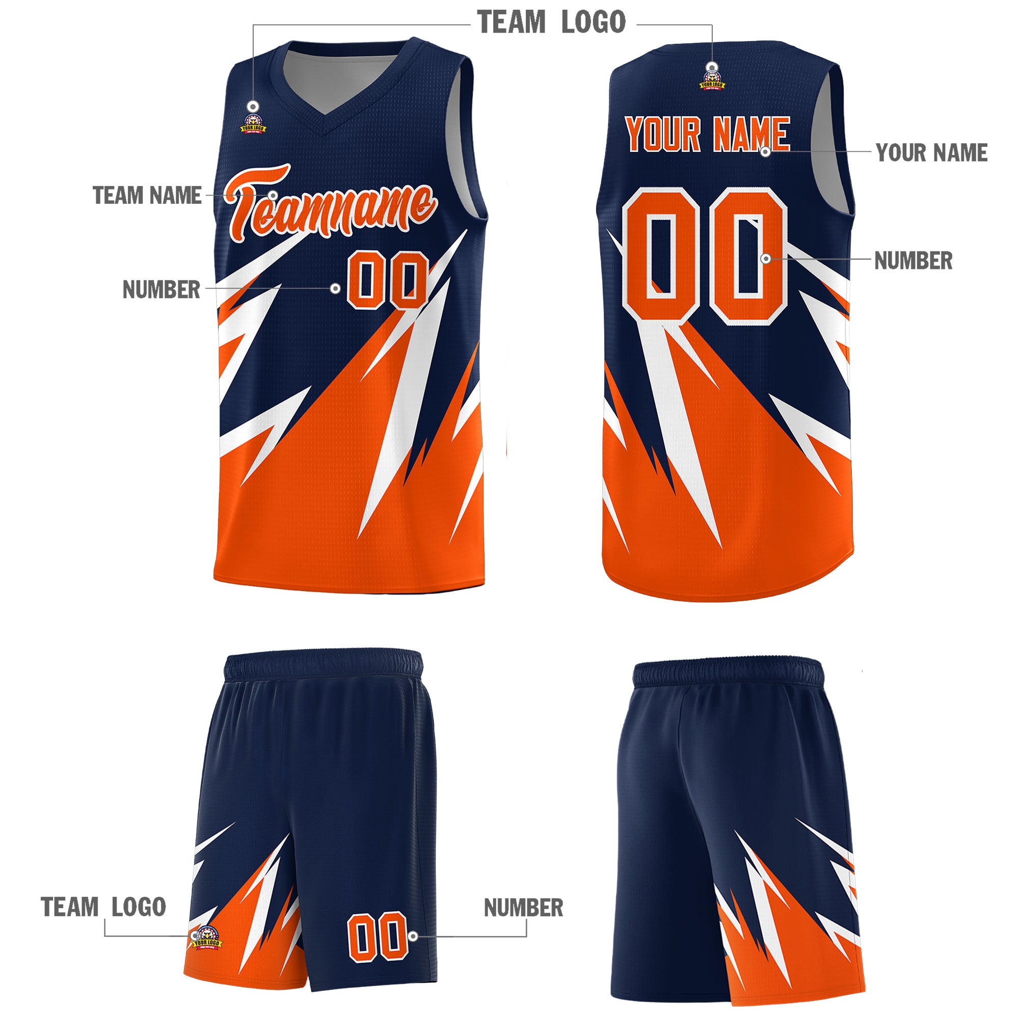 Custom Navy Abstract Mountain Pattern Sports Uniform Basketball Jersey