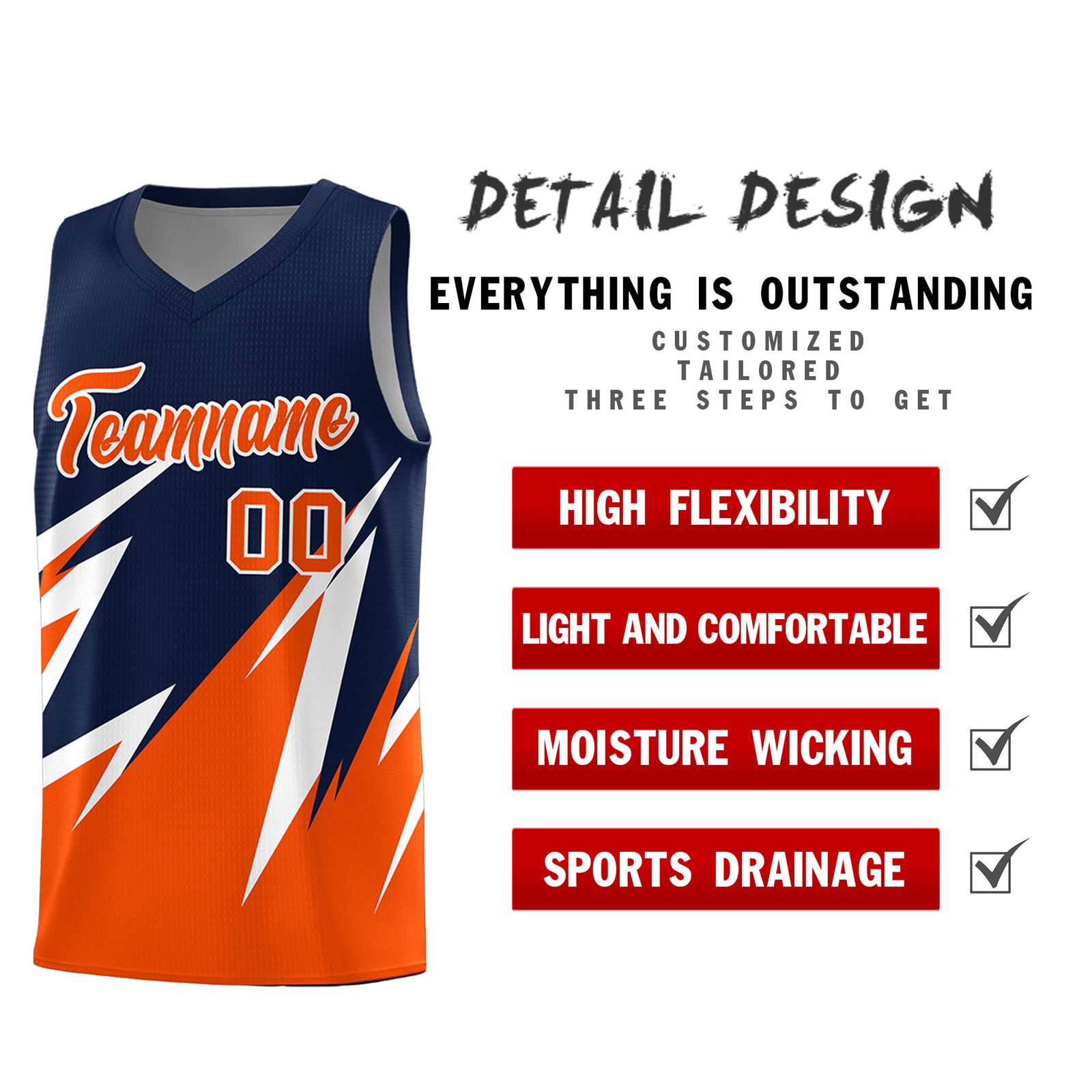 Custom Navy Abstract Mountain Pattern Sports Uniform Basketball Jersey