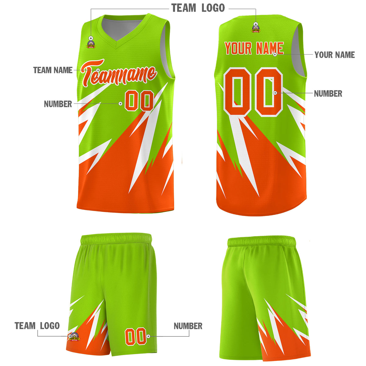 Custom Neon Green Abstract Mountain Pattern Sports Uniform Basketball Jersey