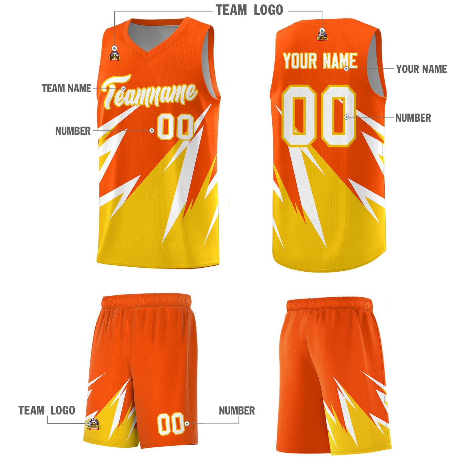 Custom Orange Abstract Mountain Pattern Sports Uniform Basketball Jersey