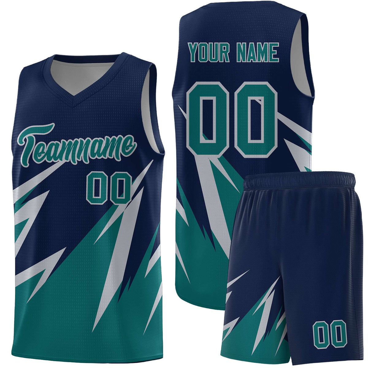 Custom Navy Abstract Mountain Pattern Sports Uniform Basketball Jersey