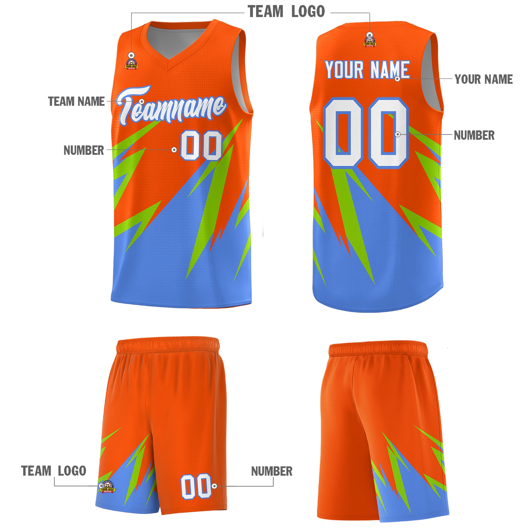 Custom Orange Abstract Mountain Pattern Sports Uniform Basketball Jersey