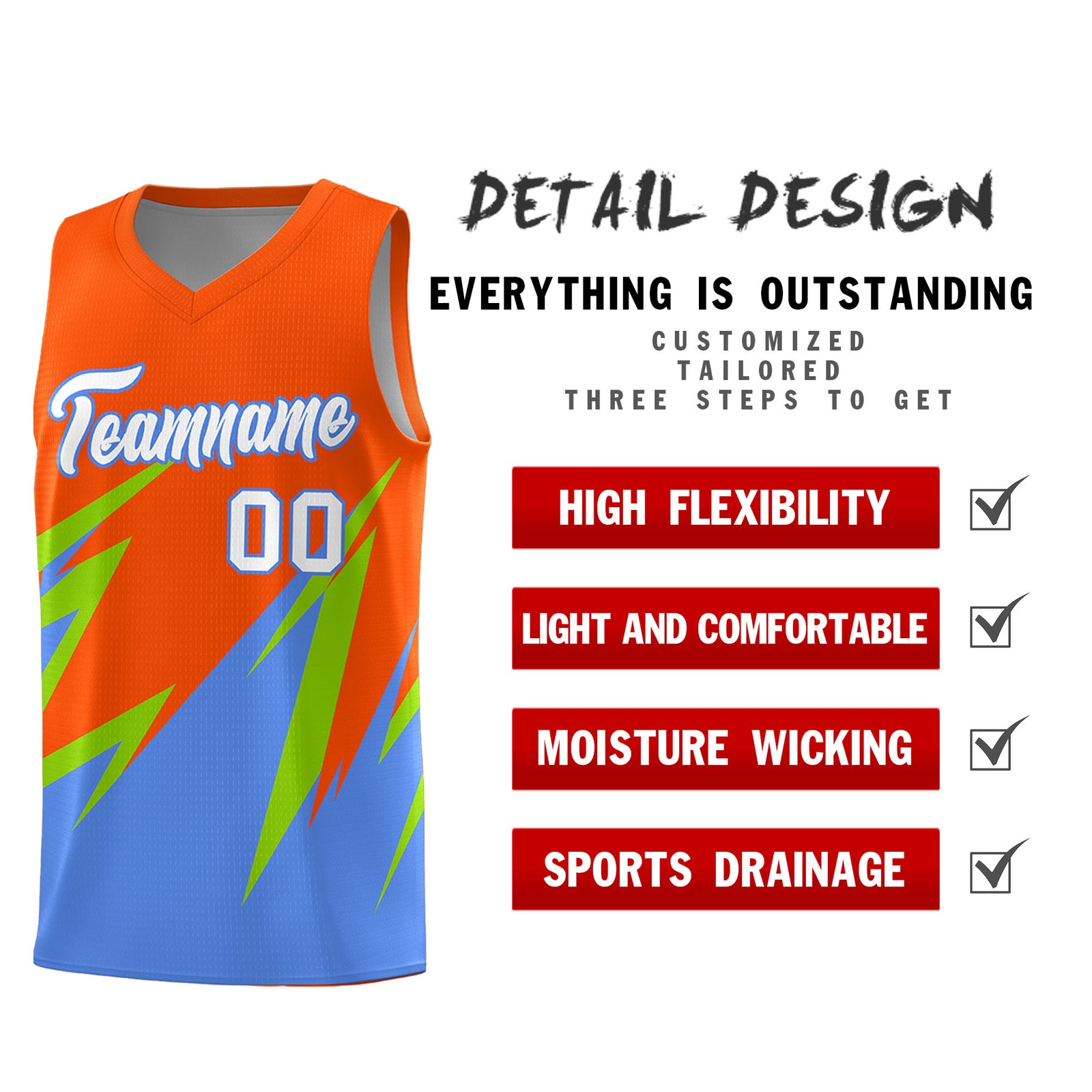 Custom Orange Abstract Mountain Pattern Sports Uniform Basketball Jersey