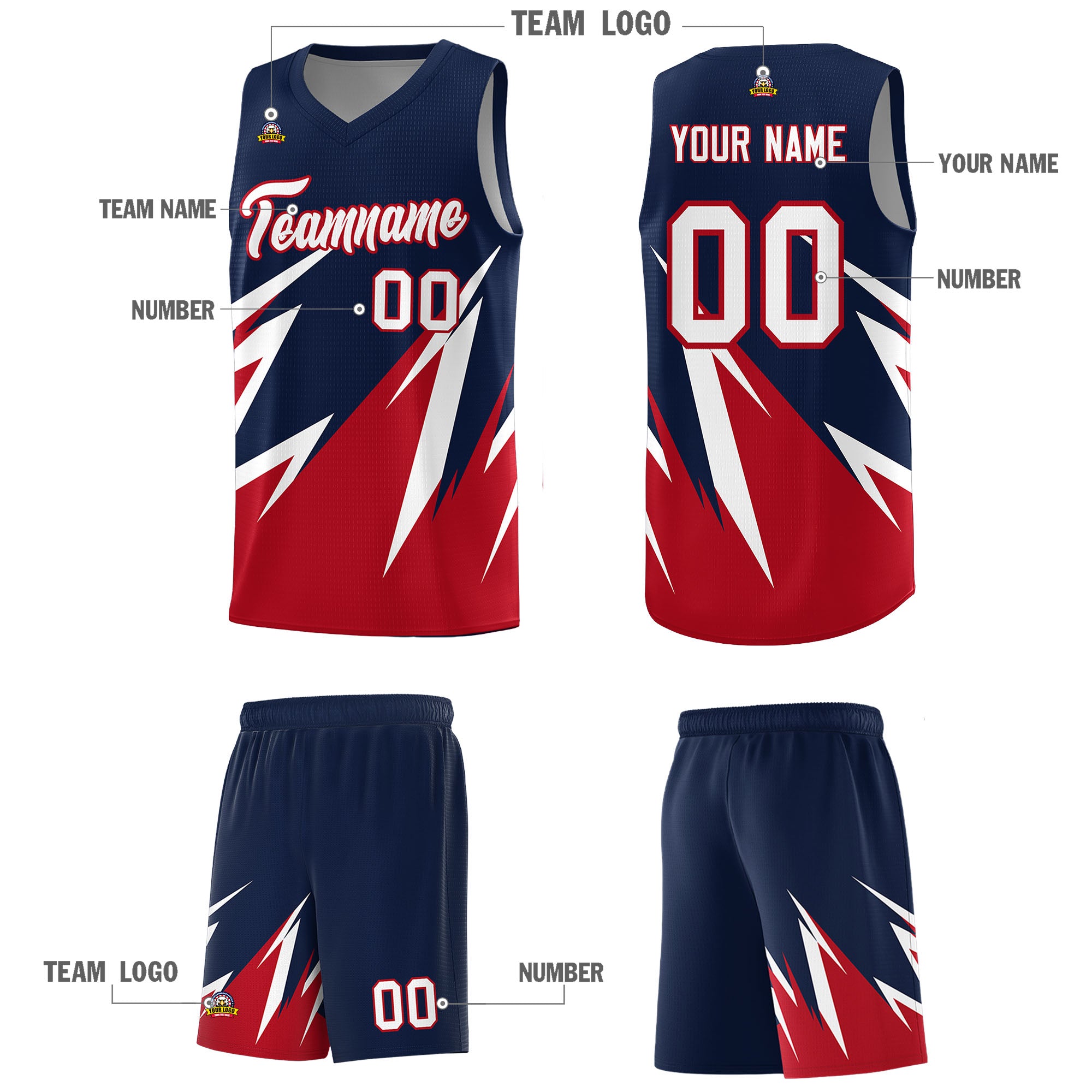 Custom Navy Abstract Mountain Pattern Sports Uniform Basketball Jersey