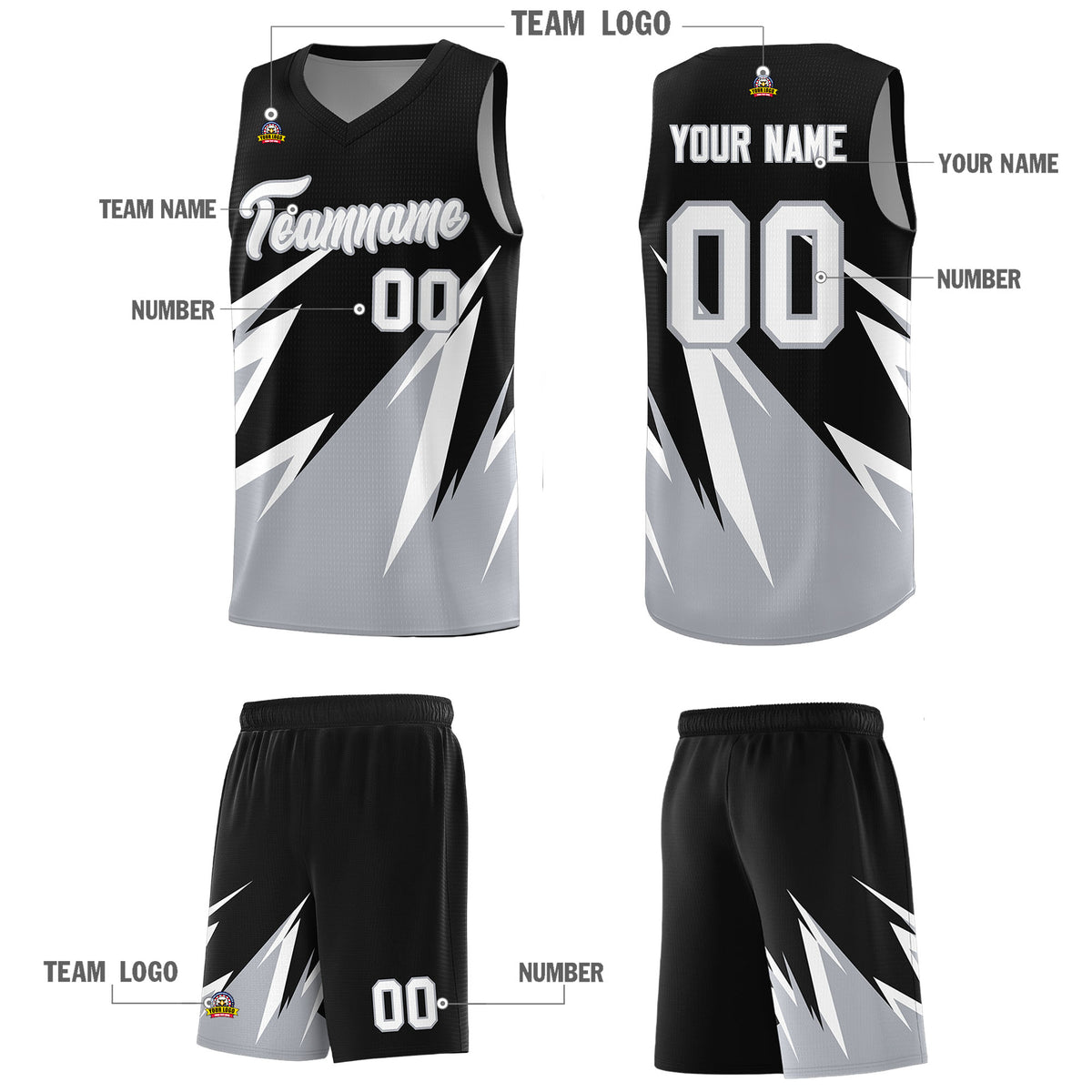Custom Black Abstract Mountain Pattern Sports Uniform Basketball Jersey