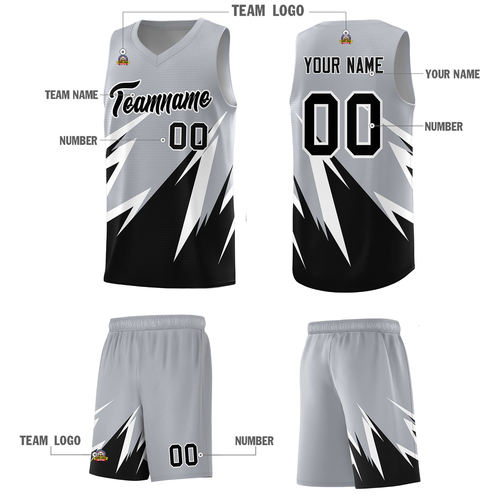Custom Gray Abstract Mountain Pattern Sports Uniform Basketball Jersey