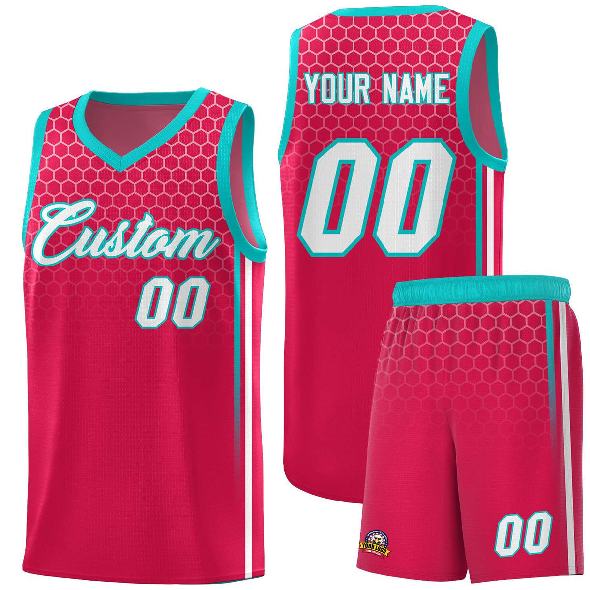 Custom Red Personalized Honeycomb Pattern Sports Uniform Basketball Jersey