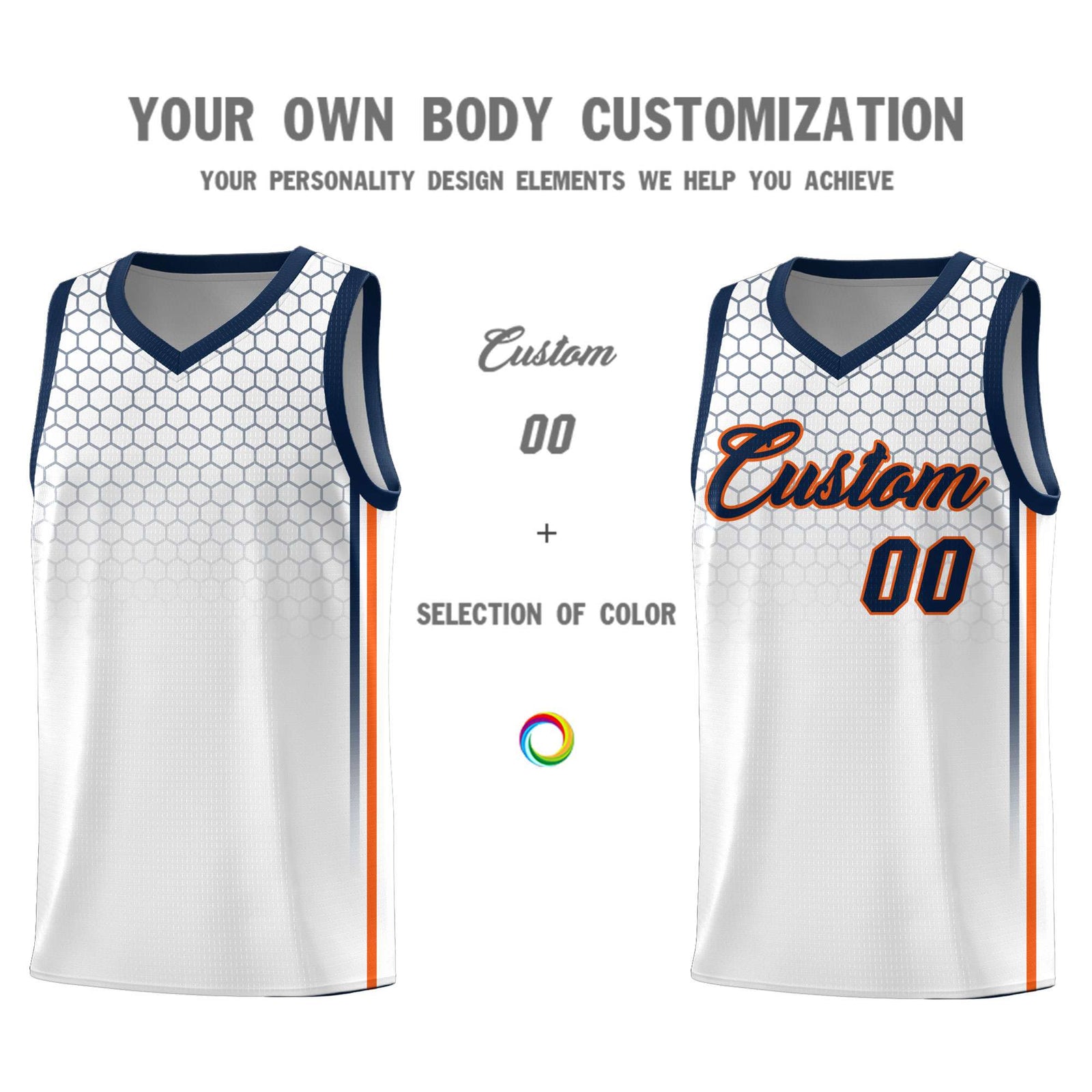 Custom White Personalized Honeycomb Pattern Sports Uniform Basketball Jersey
