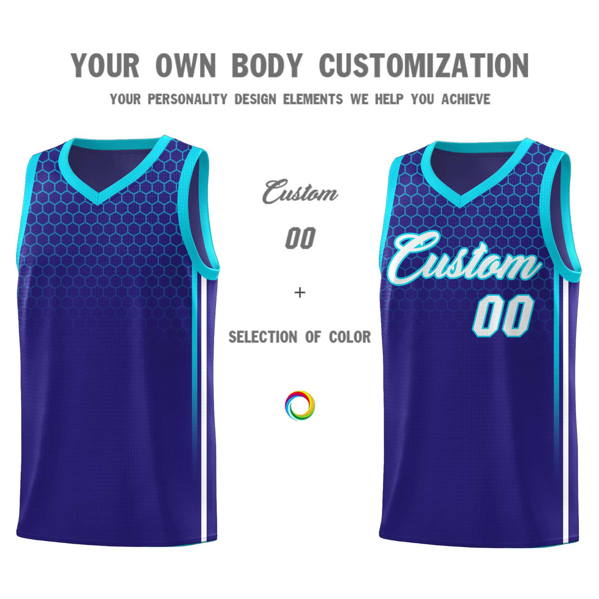 Custom Royal Personalized Honeycomb Pattern Sports Uniform Basketball Jersey