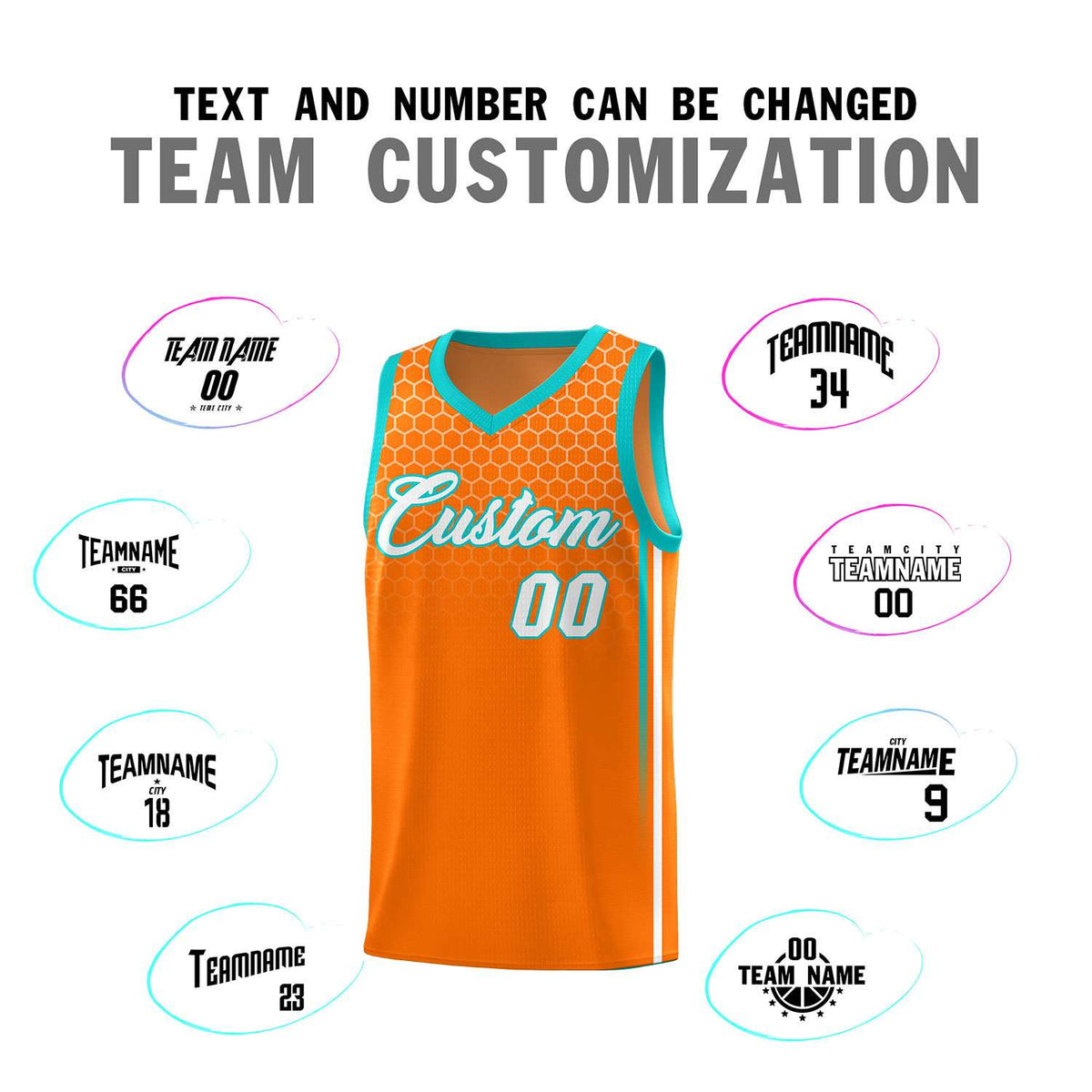 Custom Orange Personalized Honeycomb Pattern Sports Uniform Basketball Jersey