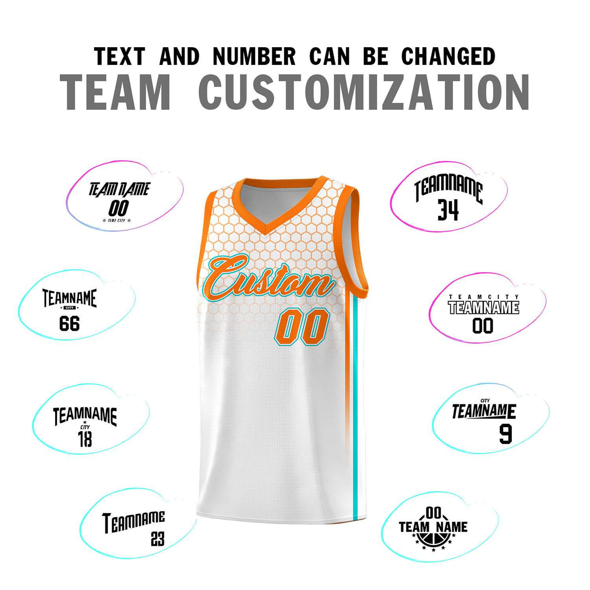 Custom White Personalized Honeycomb Pattern Sports Uniform Basketball Jersey