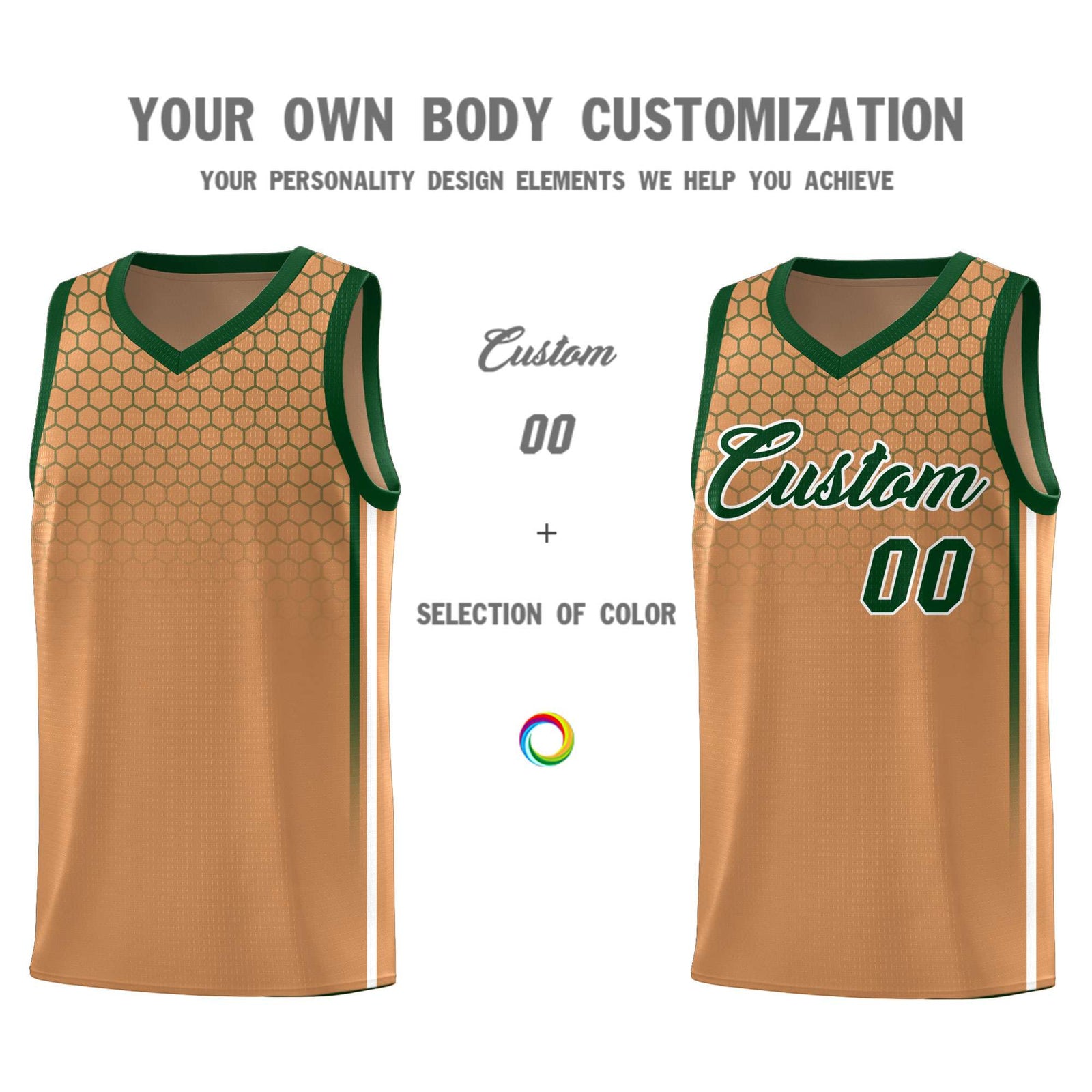 Custom Light Brown Personalized Honeycomb Pattern Sports Uniform Basketball Jersey