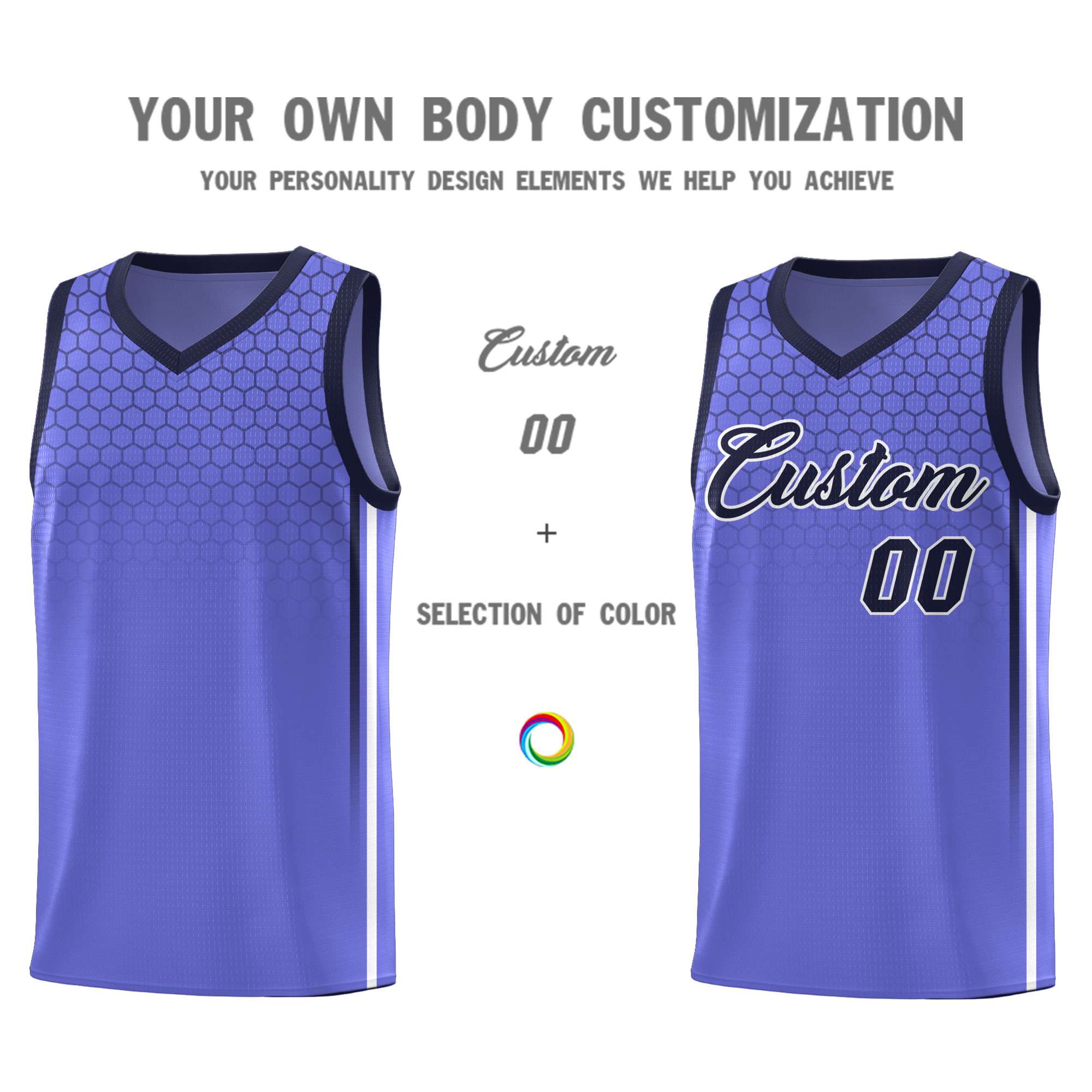 Custom Purple Personalized Honeycomb Pattern Sports Uniform Basketball Jersey