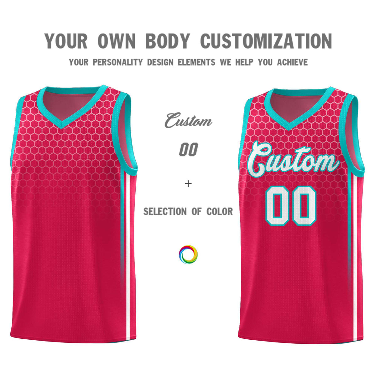 Custom Red Personalized Honeycomb Pattern Sports Uniform Basketball Jersey