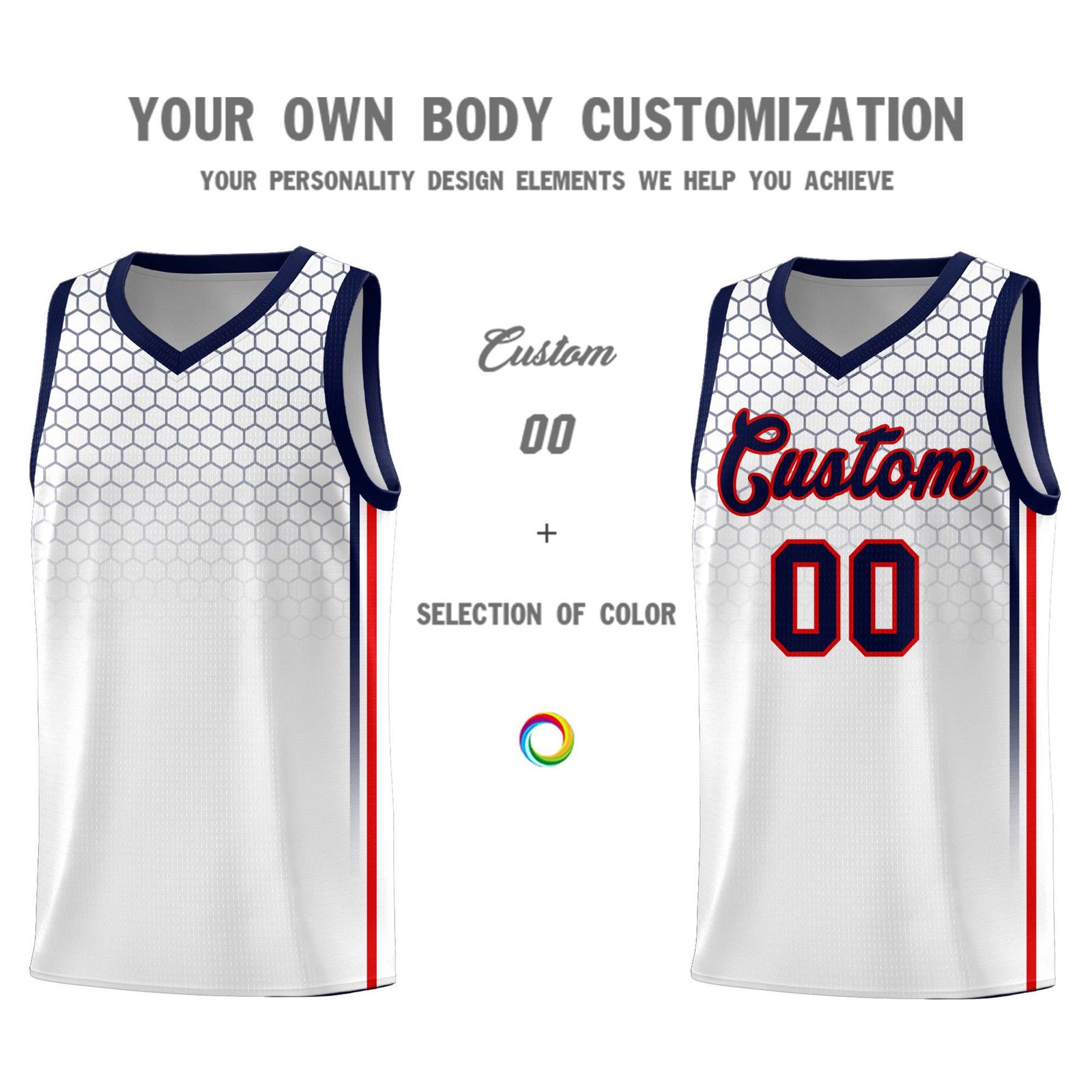 Custom White Personalized Honeycomb Pattern Sports Uniform Basketball Jersey