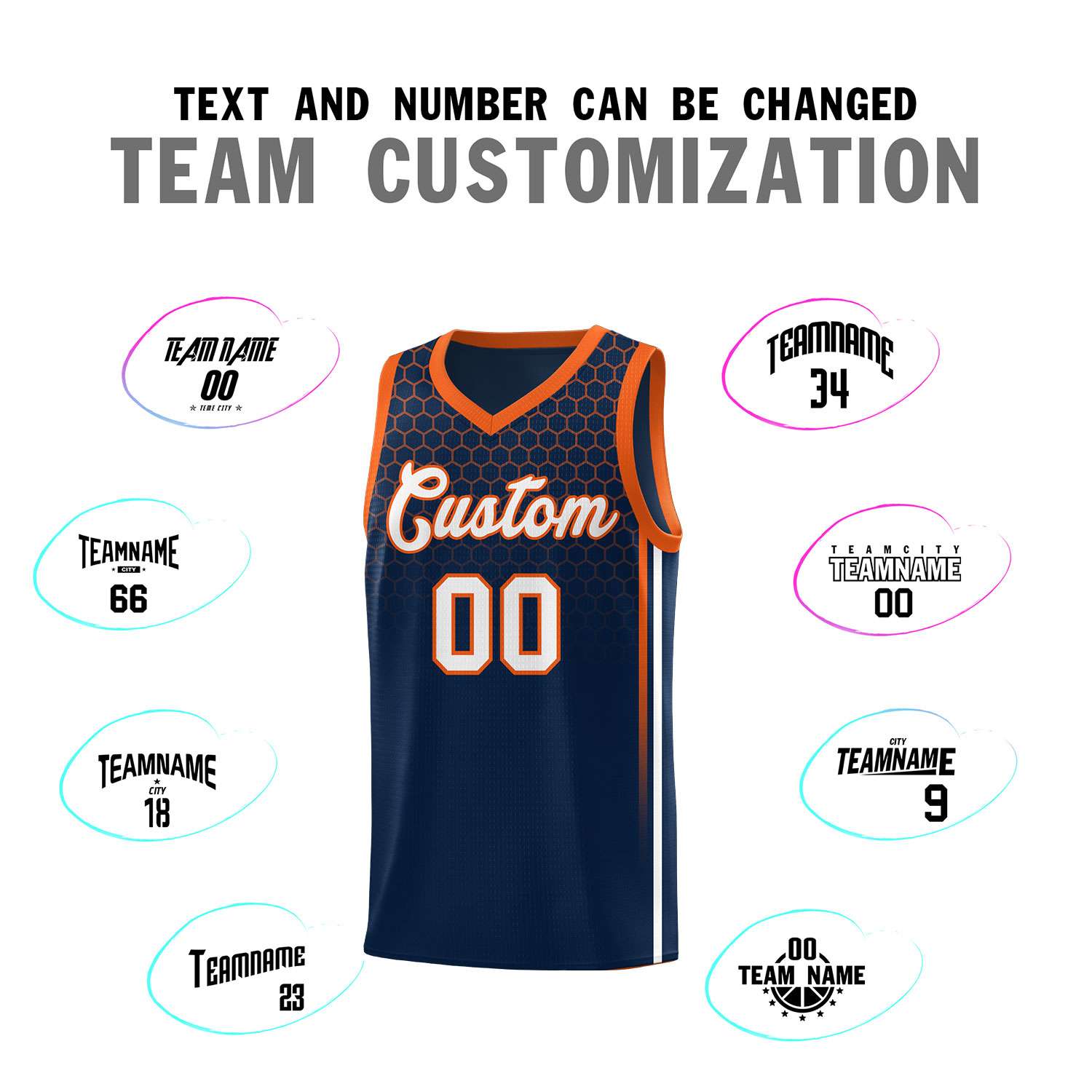 Custom Navy Personalized Honeycomb Pattern Sports Uniform Basketball Jersey