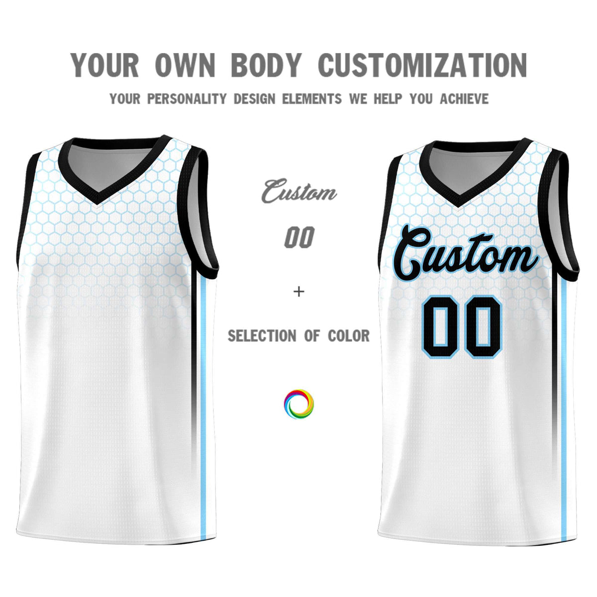 Custom White Personalized Honeycomb Pattern Sports Uniform Basketball Jersey