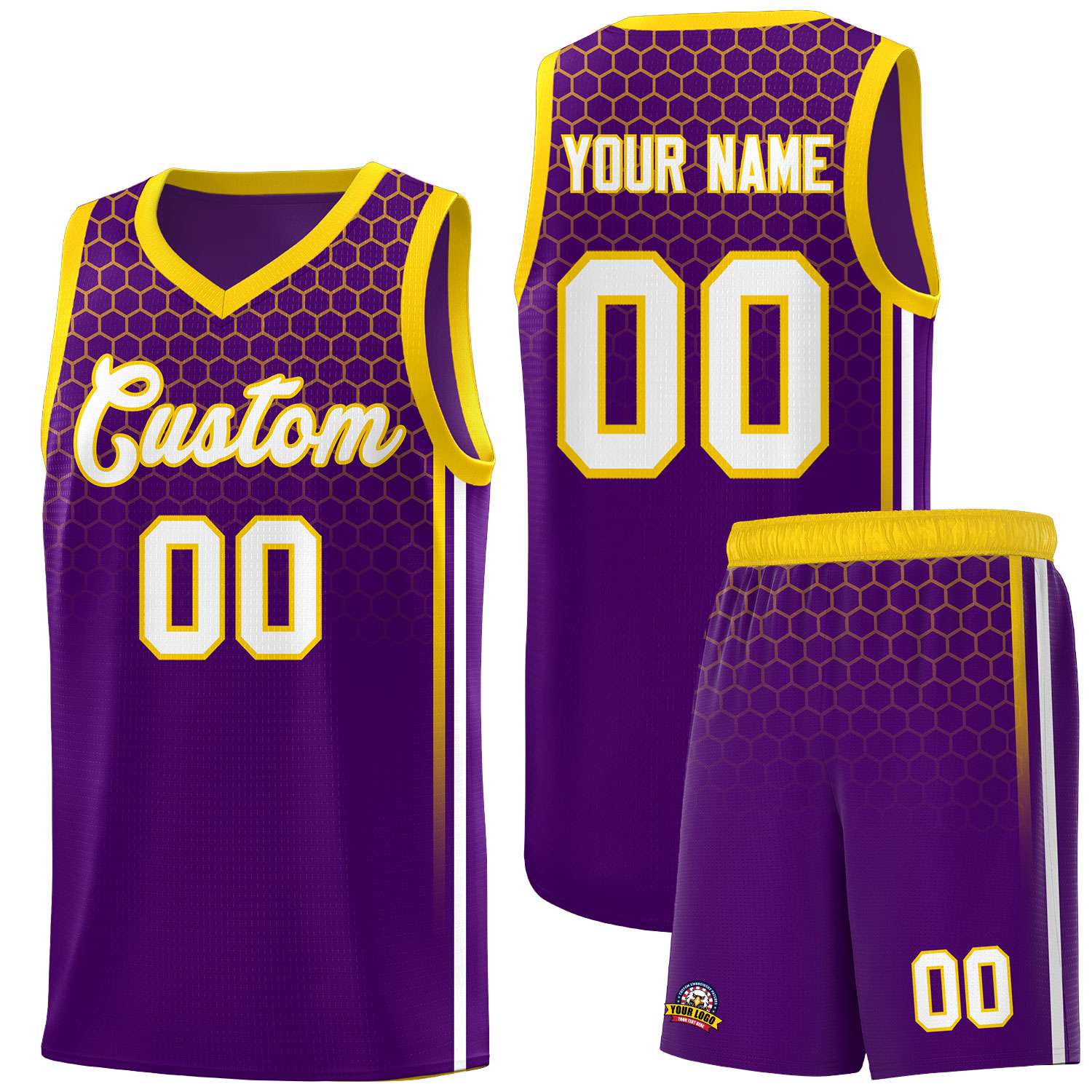 Custom Purple Personalized Honeycomb Pattern Sports Uniform Basketball Jersey