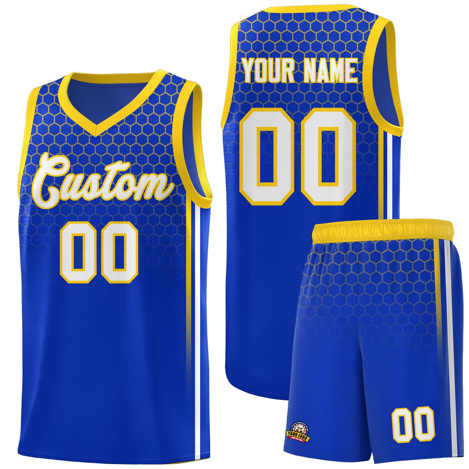 Custom Royal Personalized Honeycomb Pattern Sports Uniform Basketball Jersey