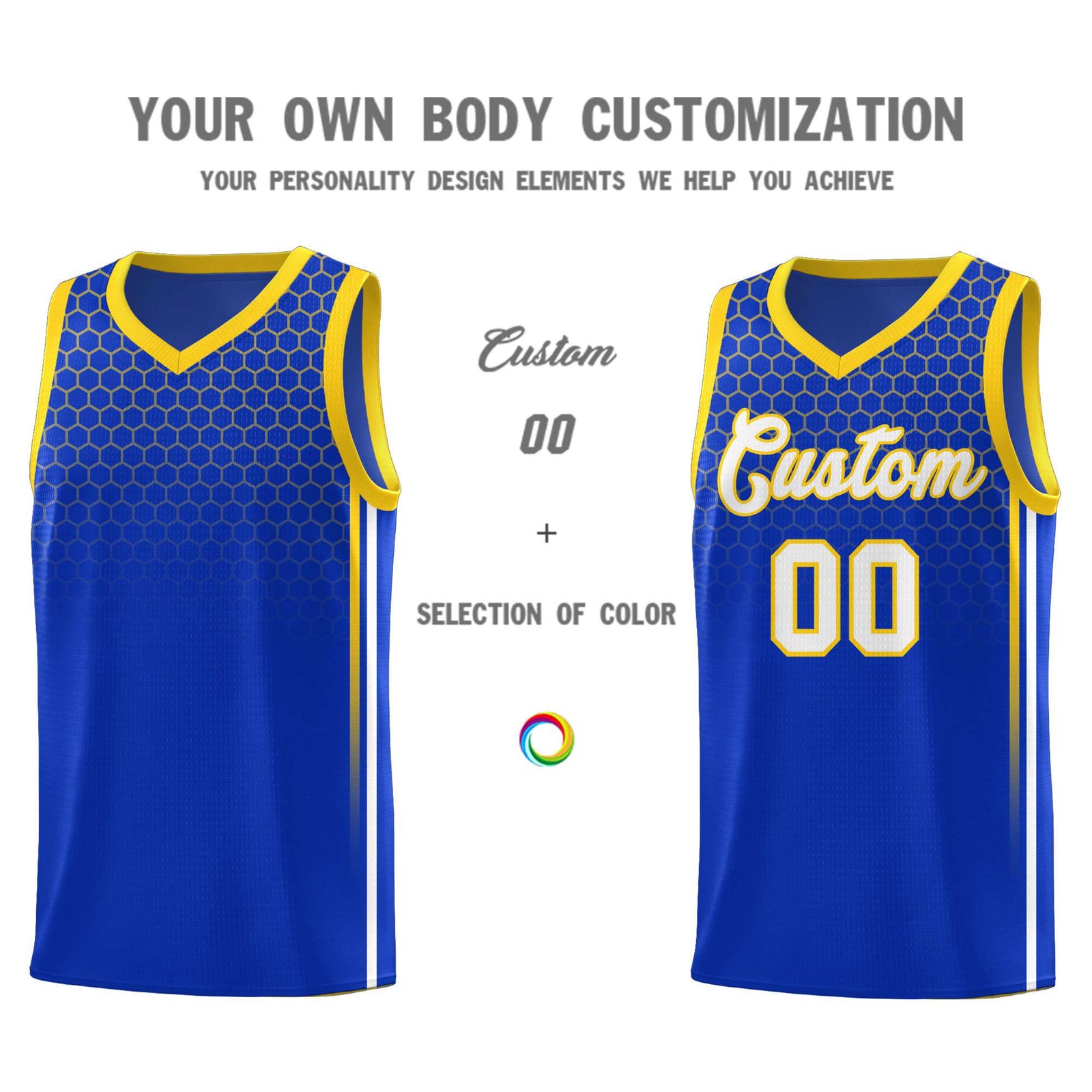 Custom Royal Personalized Honeycomb Pattern Sports Uniform Basketball Jersey