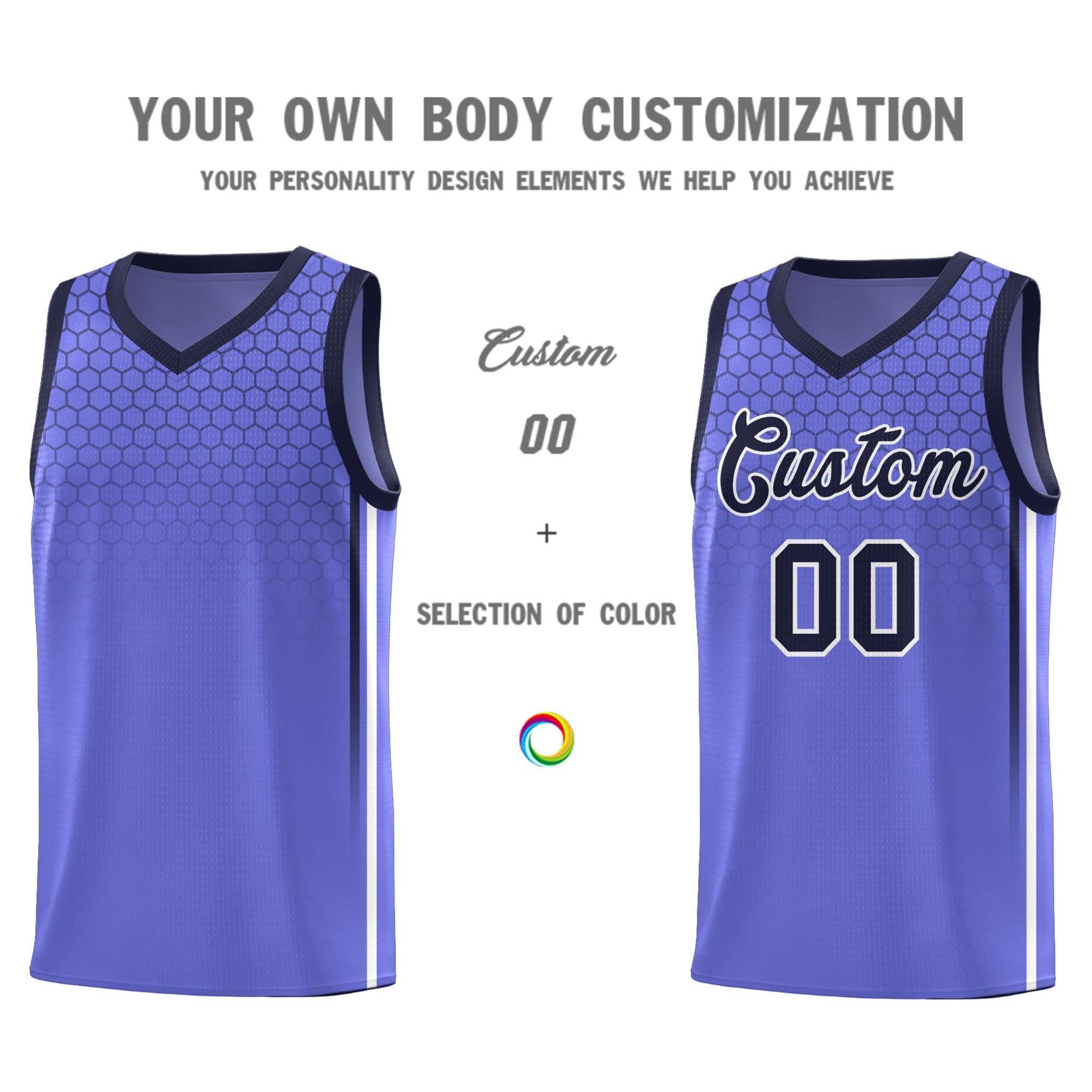 Custom Purple Personalized Honeycomb Pattern Sports Uniform Basketball Jersey