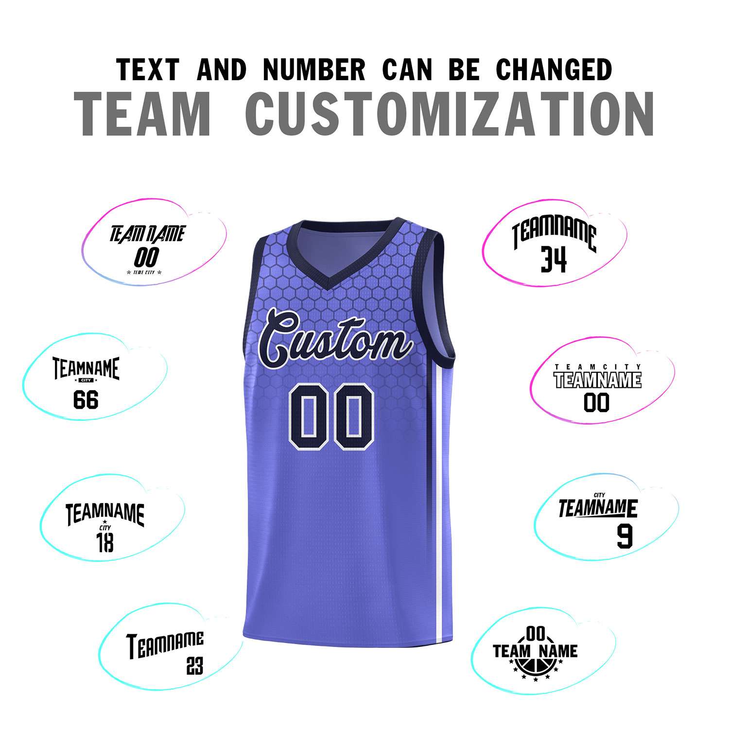 Custom Purple Personalized Honeycomb Pattern Sports Uniform Basketball Jersey