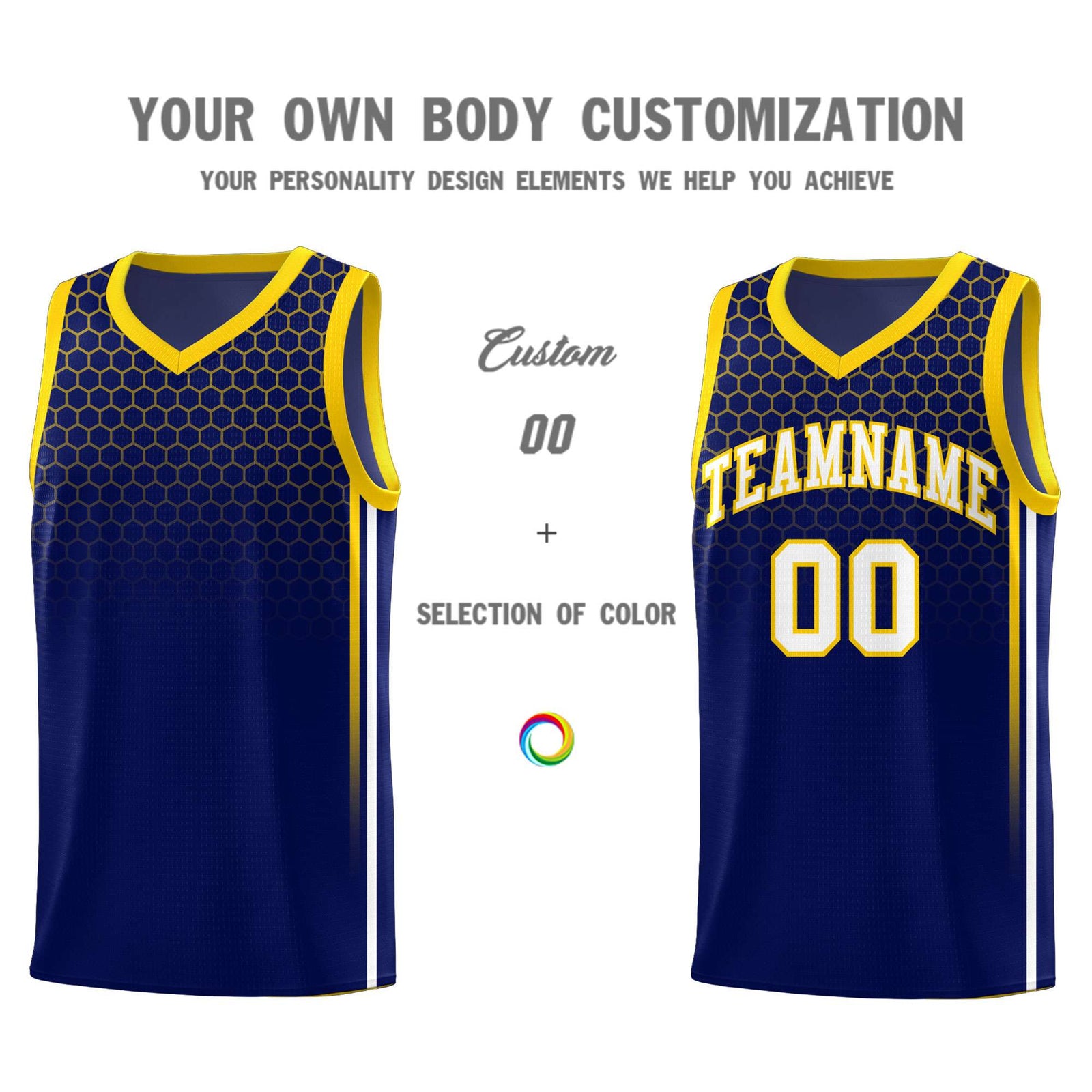 Custom Navy Personalized Honeycomb Pattern Sports Uniform Basketball Jersey