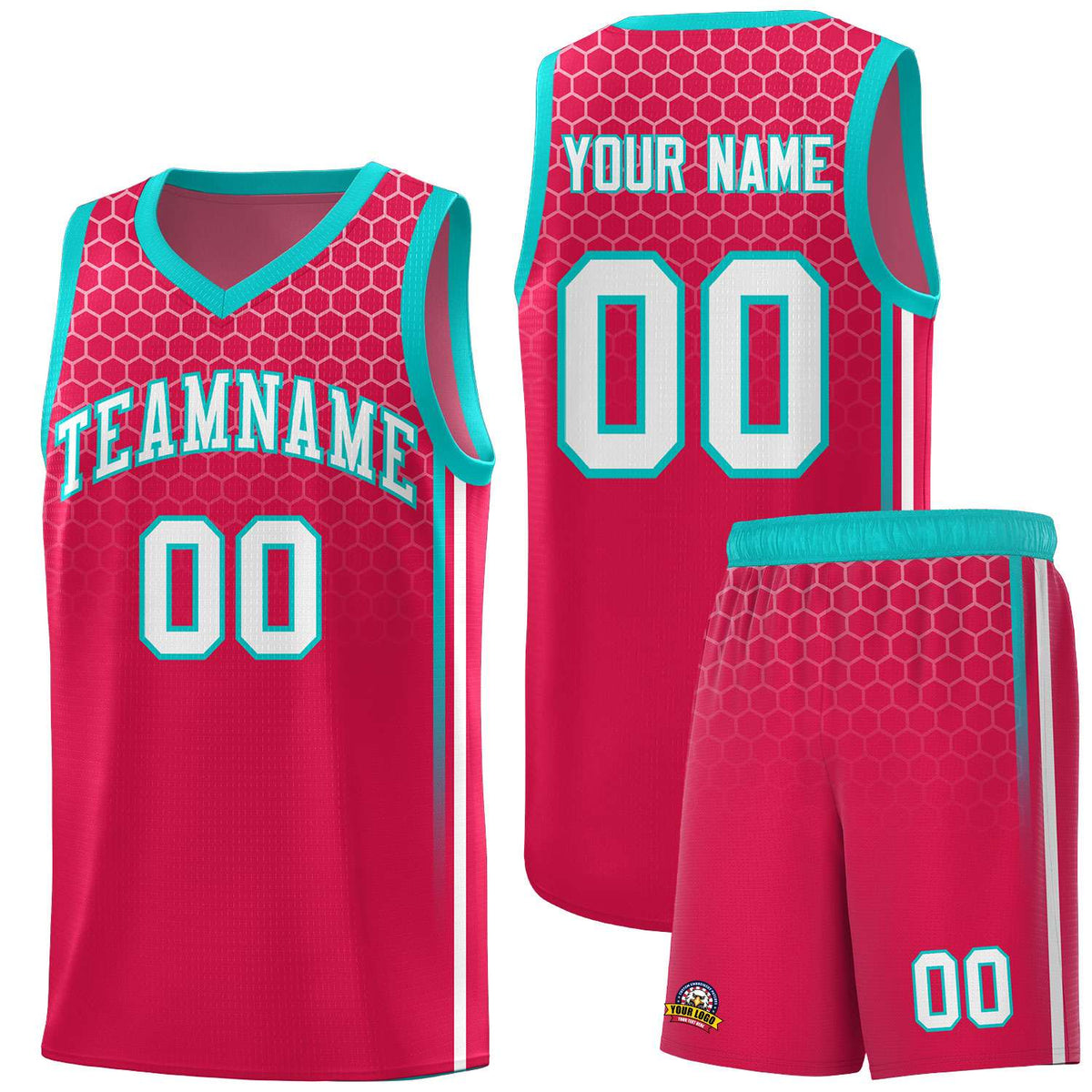 Custom Red Personalized Honeycomb Pattern Sports Uniform Basketball Jersey
