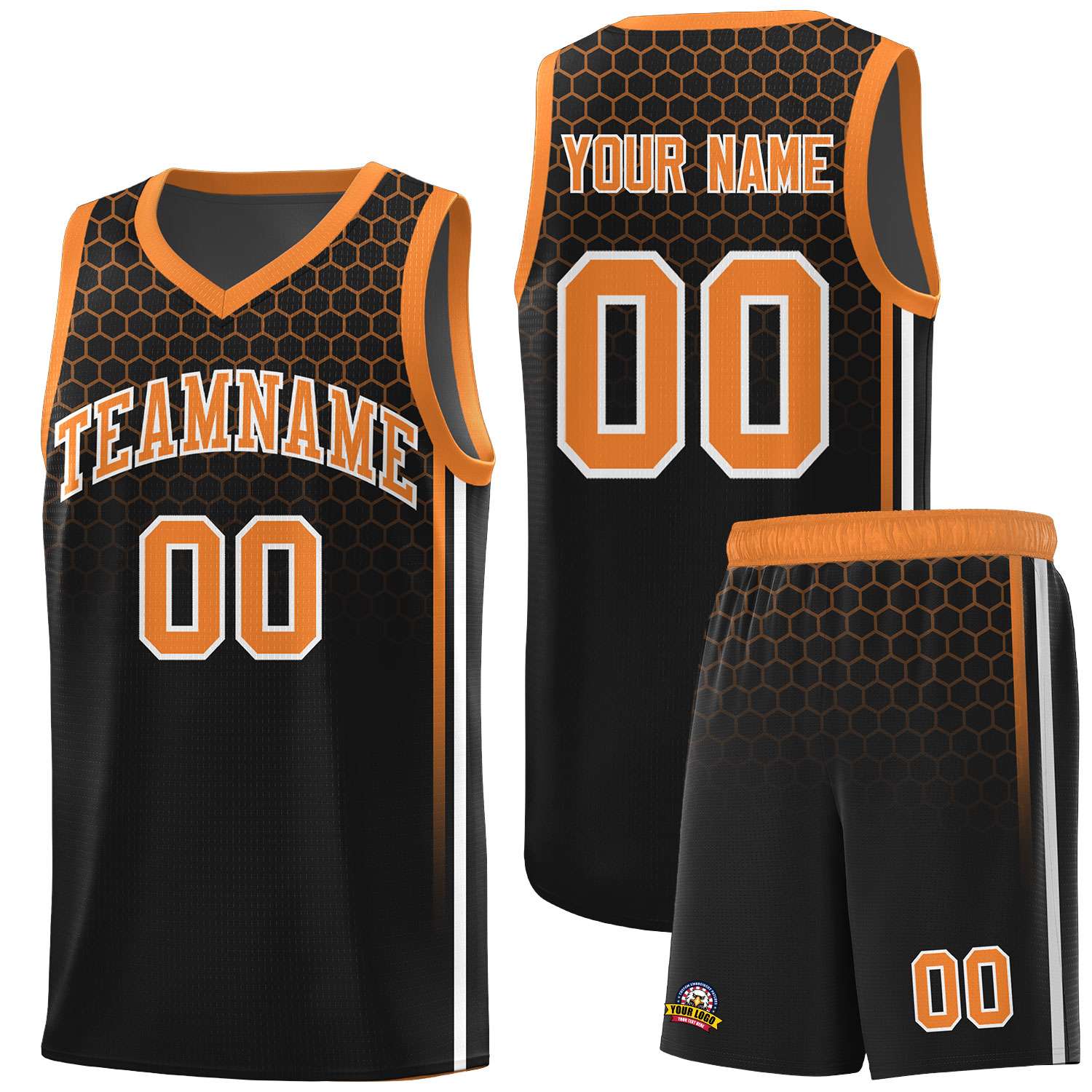 Custom Black Personalized Honeycomb Pattern Sports Uniform Basketball Jersey