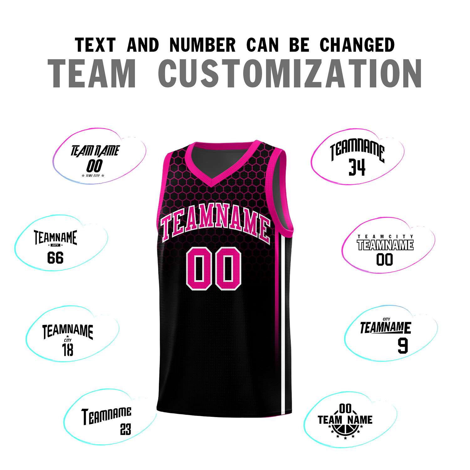 Custom Black Personalized Honeycomb Pattern Sports Uniform Basketball Jersey