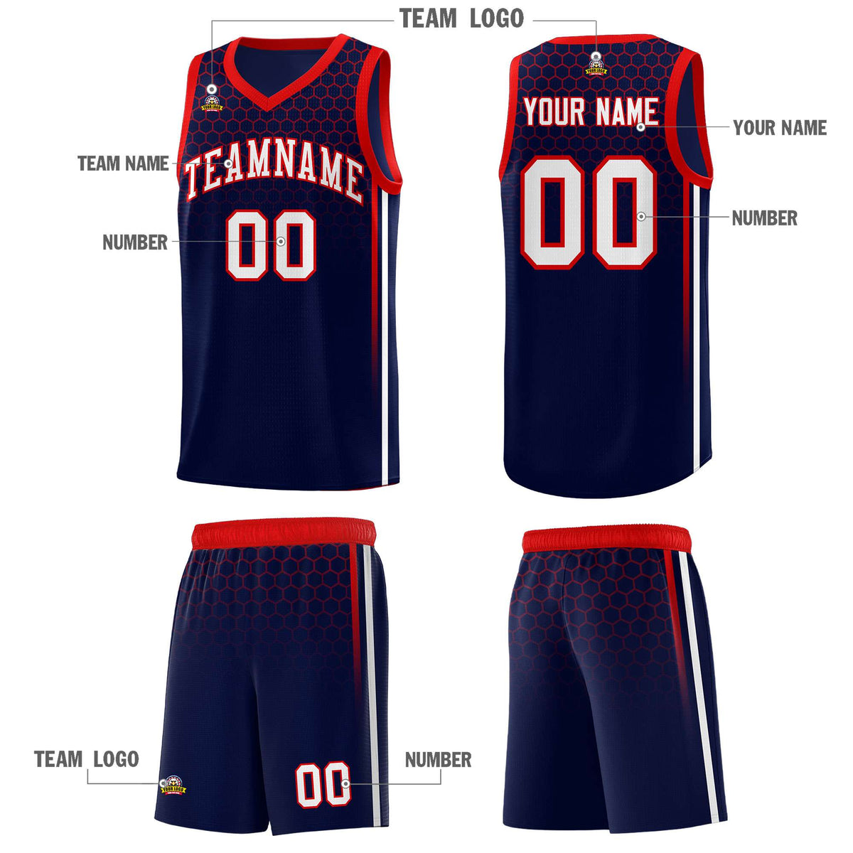 Custom Navy Personalized Honeycomb Pattern Sports Uniform Basketball Jersey