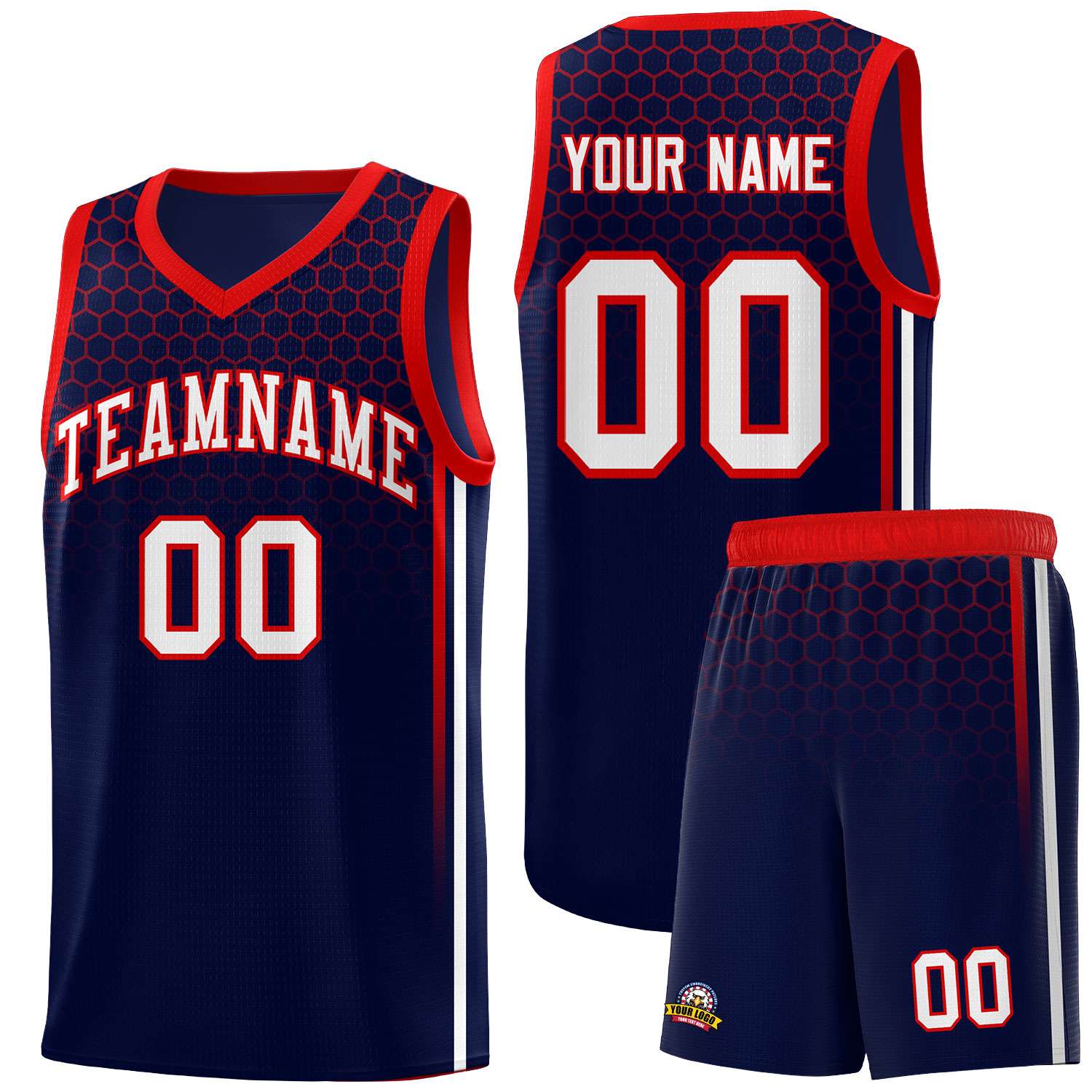 Custom Navy Personalized Honeycomb Pattern Sports Uniform Basketball Jersey