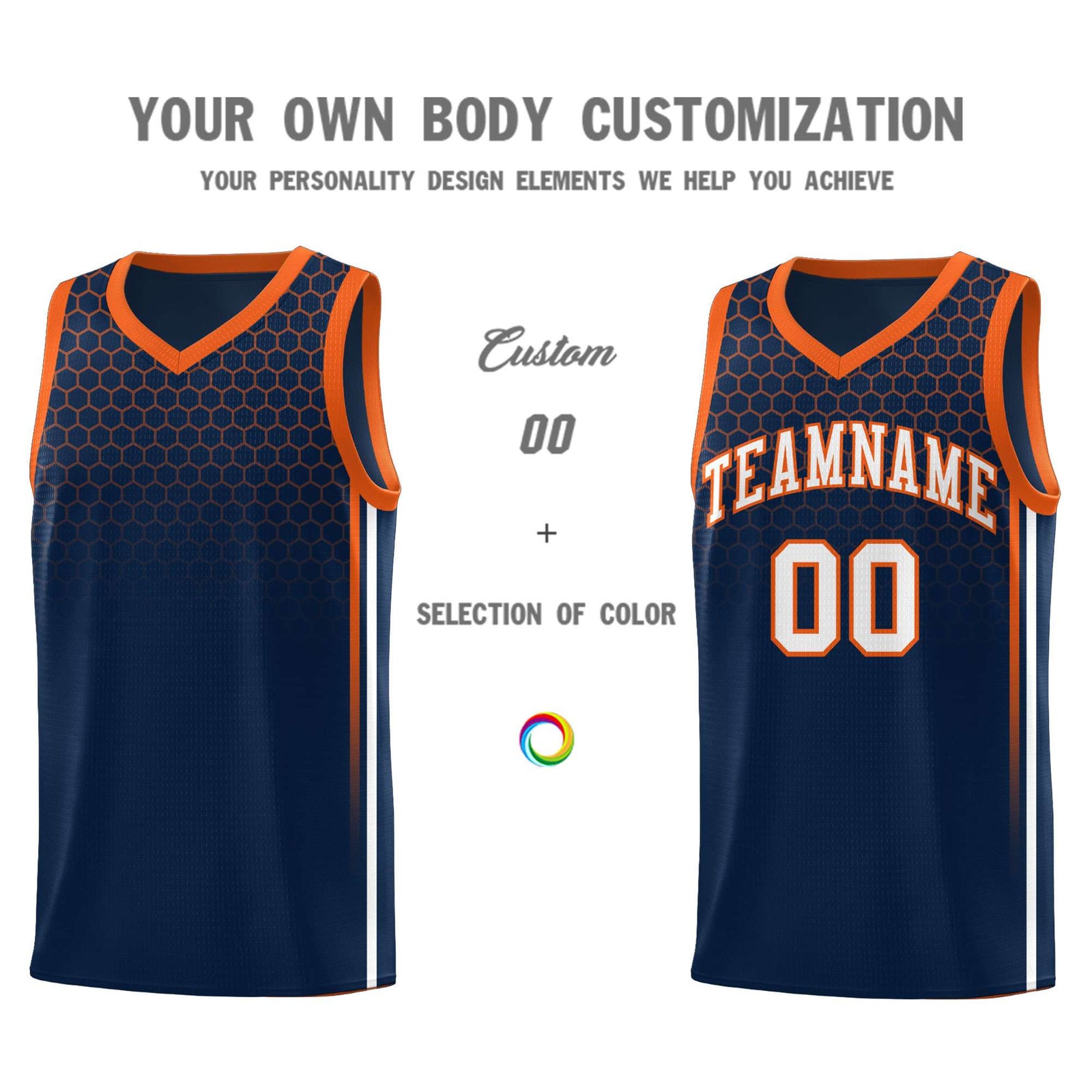 Custom Navy Personalized Honeycomb Pattern Sports Uniform Basketball Jersey