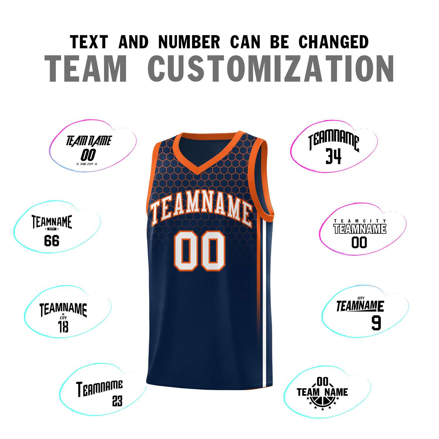 Custom Navy Personalized Honeycomb Pattern Sports Uniform Basketball Jersey