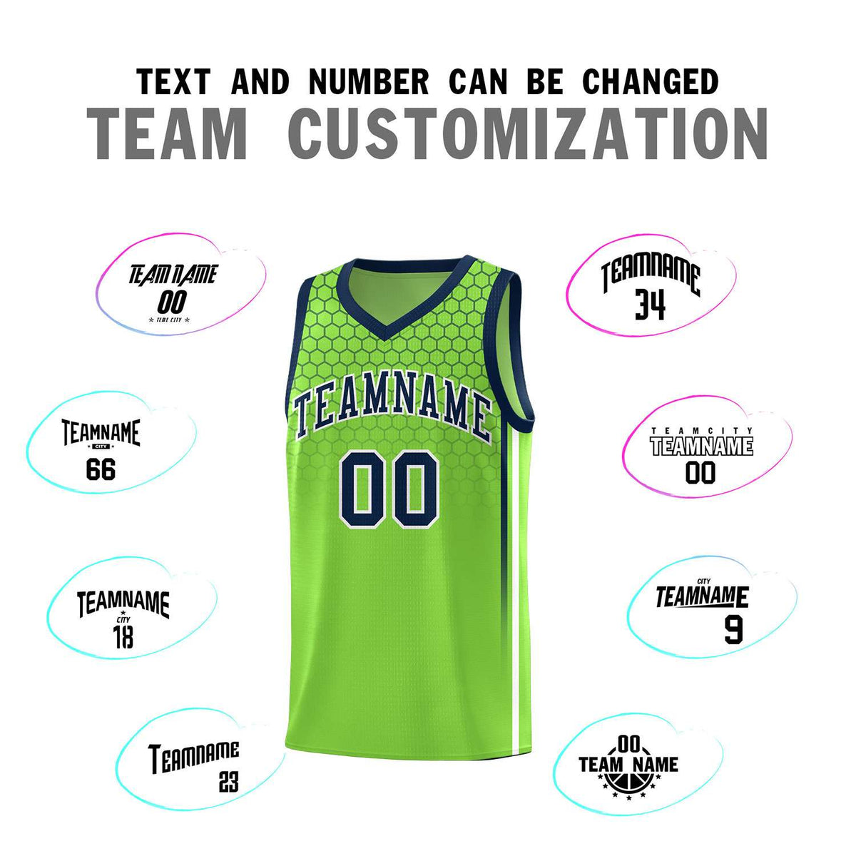 Custom Green Personalized Honeycomb Pattern Sports Uniform Basketball Jersey