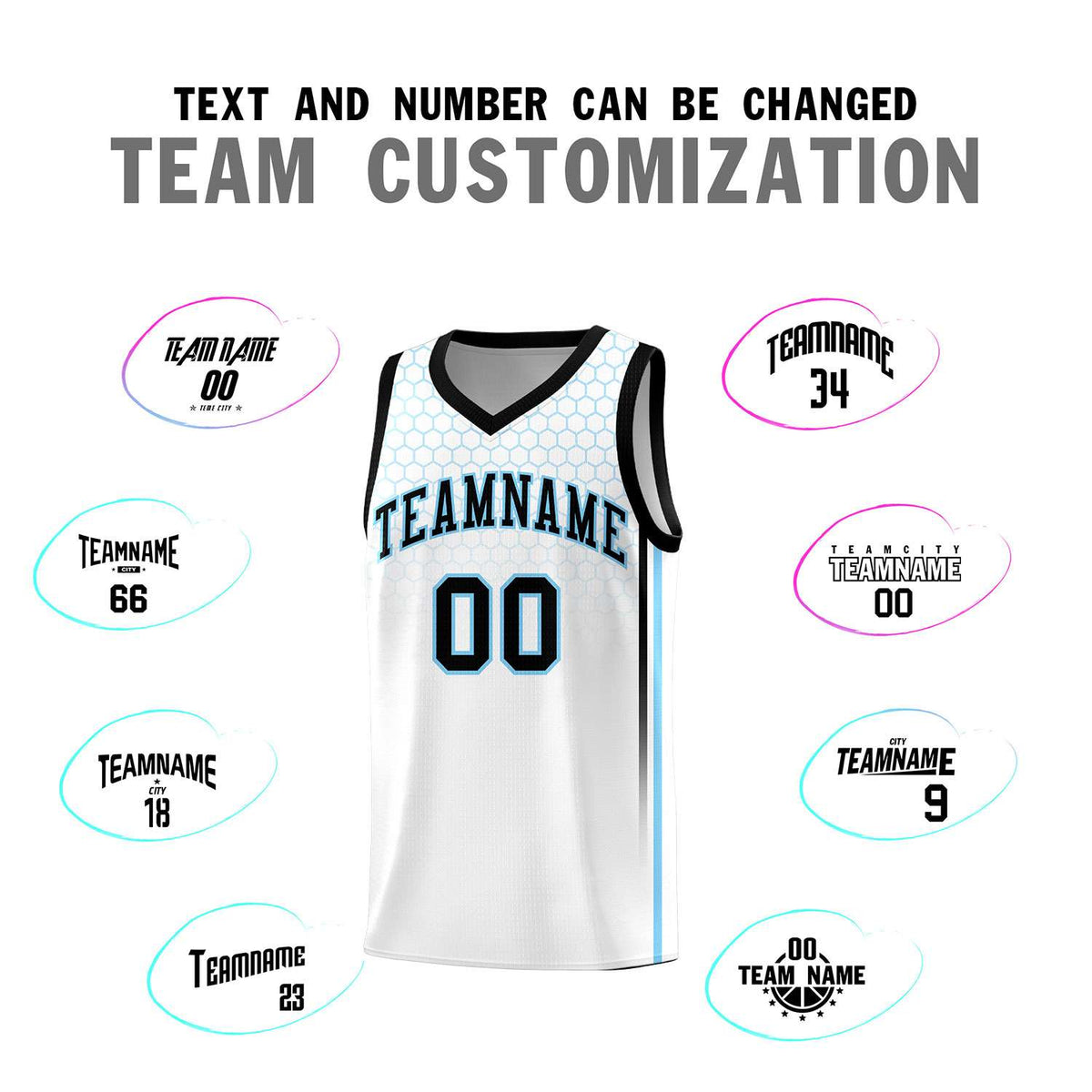 Custom White Personalized Honeycomb Pattern Sports Uniform Basketball Jersey