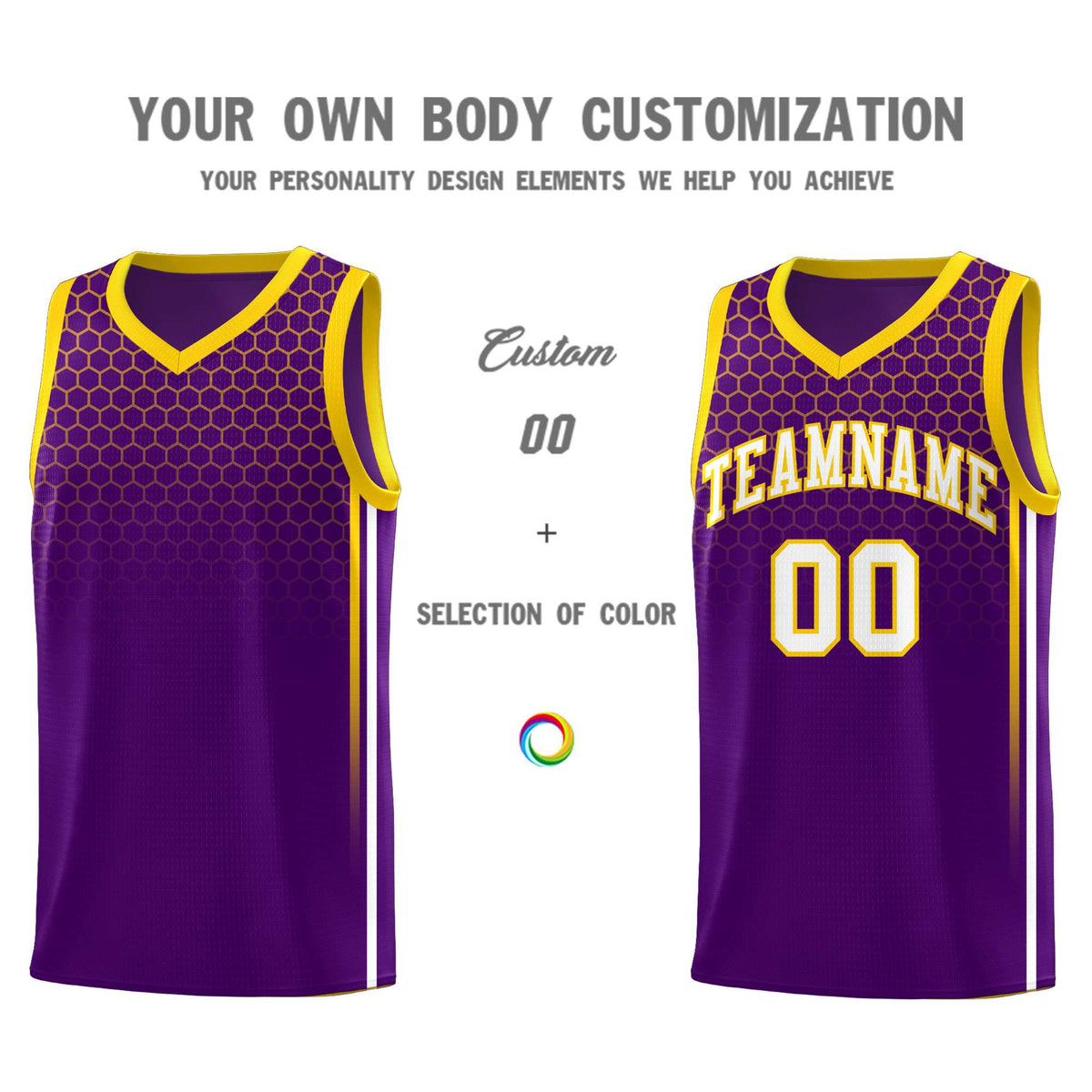 Custom Purple Personalized Honeycomb Pattern Sports Uniform Basketball Jersey