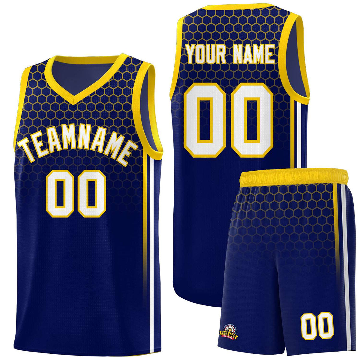 Custom Navy Personalized Honeycomb Pattern Sports Uniform Basketball Jersey