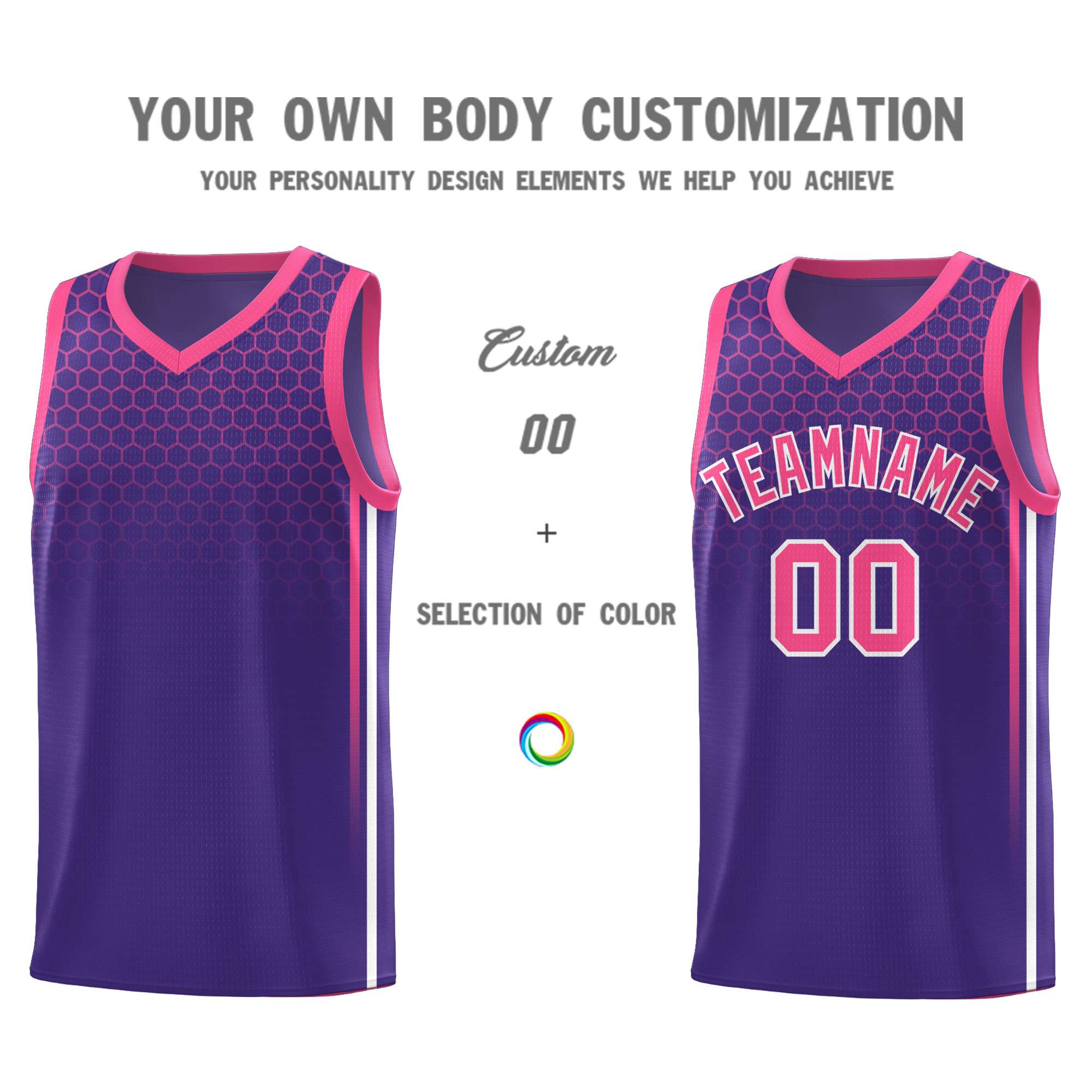 Custom Purple Personalized Honeycomb Pattern Sports Uniform Basketball Jersey