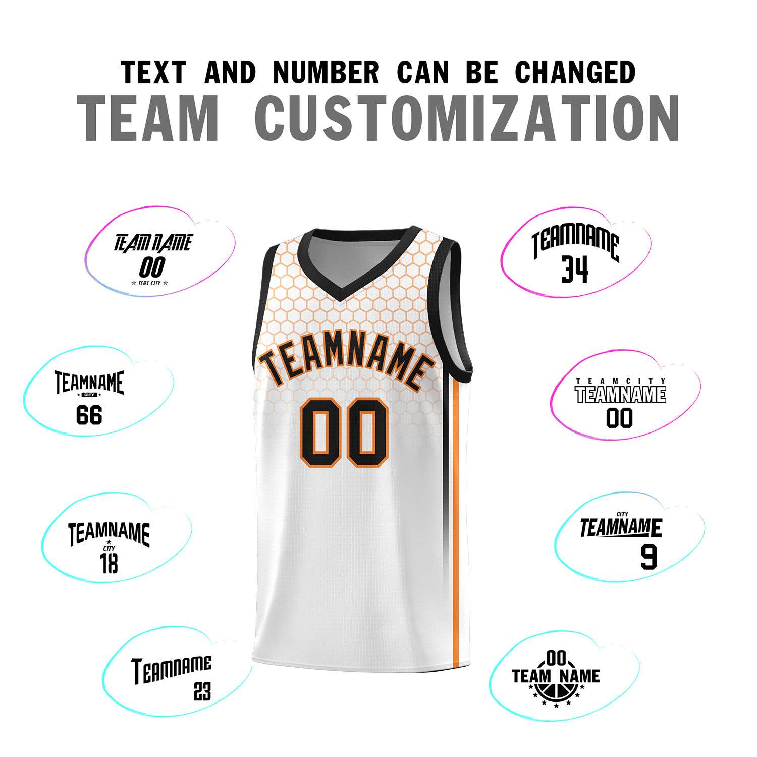 Custom White Personalized Honeycomb Pattern Sports Uniform Basketball Jersey