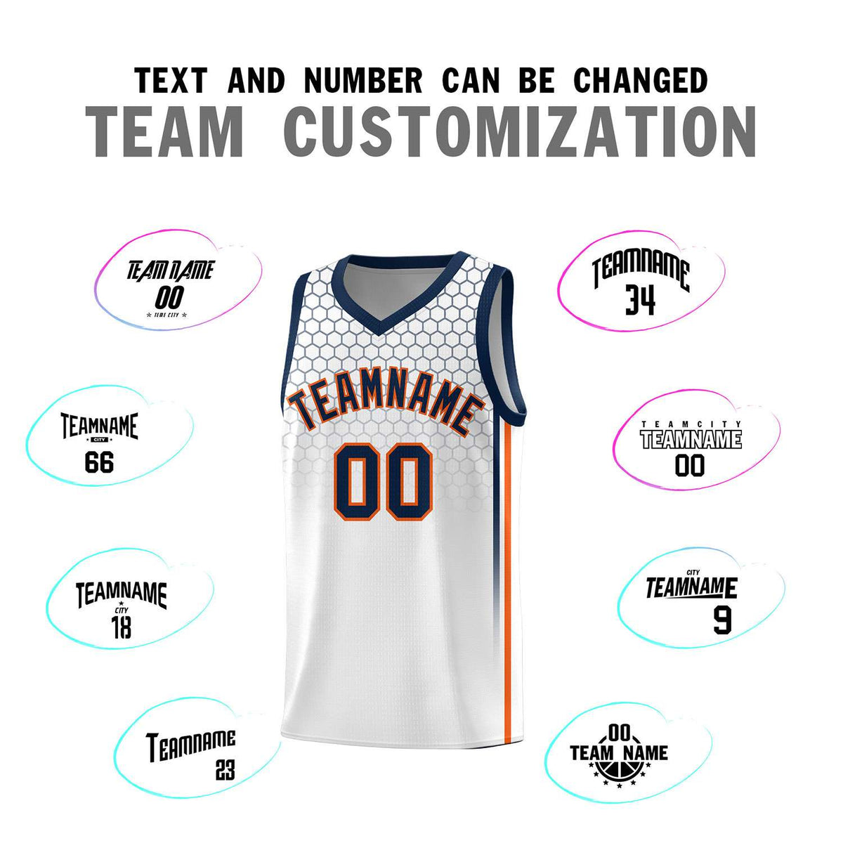 Custom White Personalized Honeycomb Pattern Sports Uniform Basketball Jersey